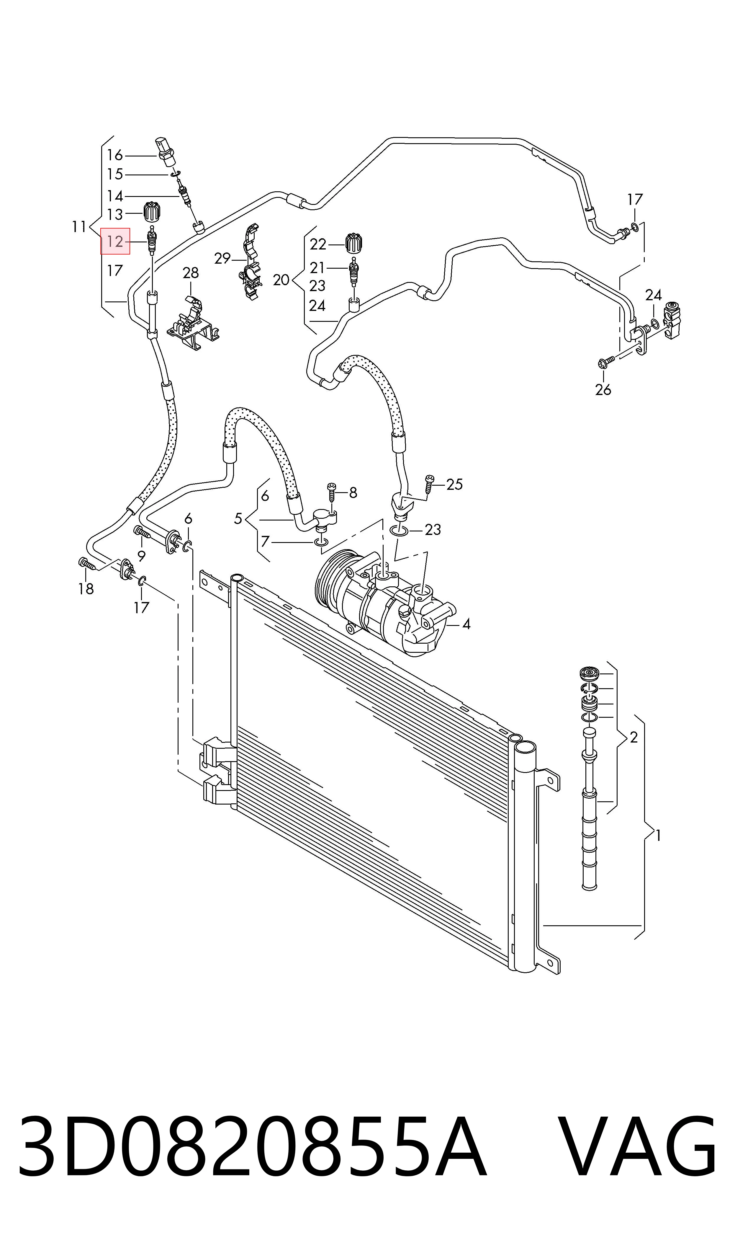 3D0820855A VAG Клапан TRV, кондиціонера