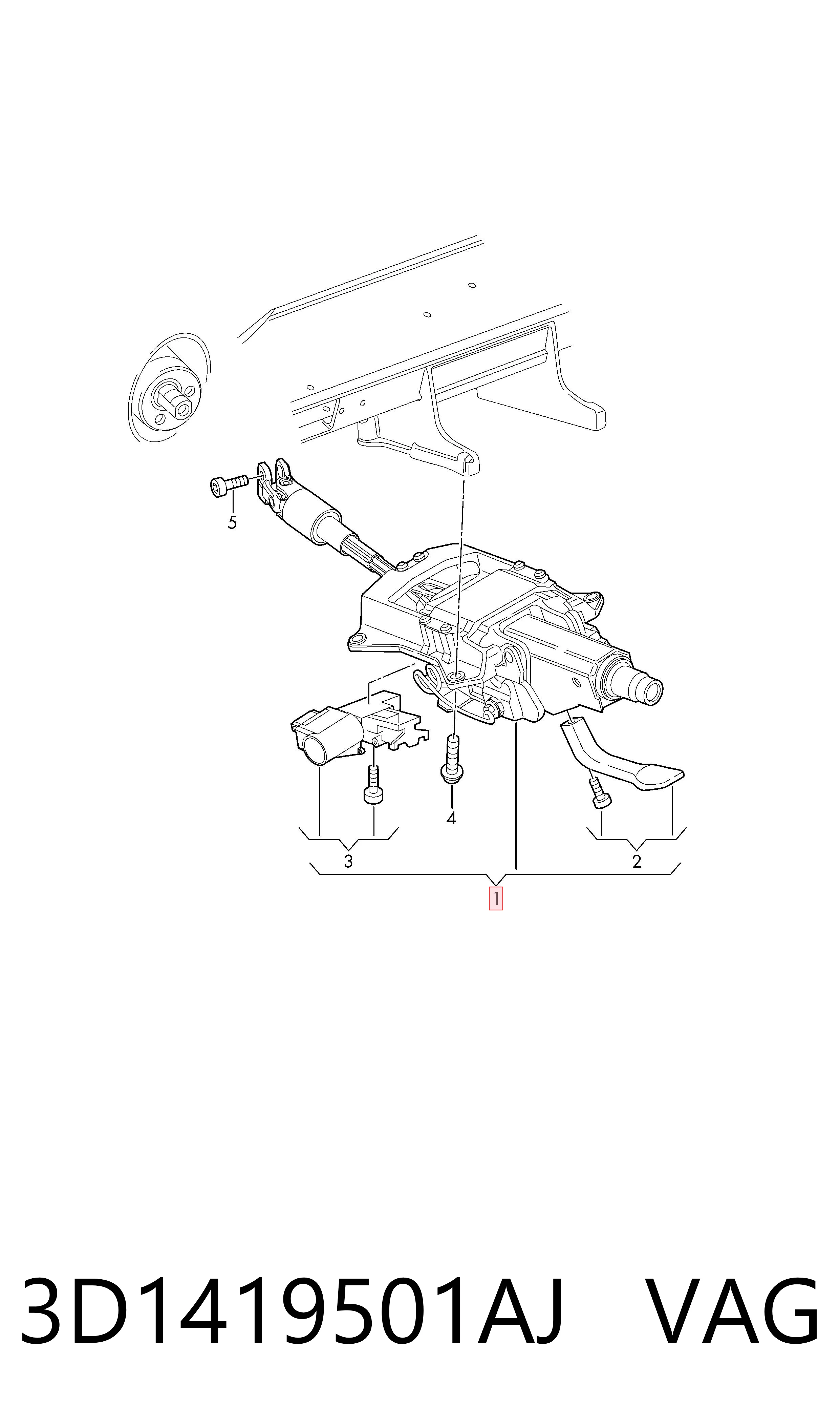 Колонка рульового управління на Volkswagen Phaeton I 3D1, 3D2, 3D3, 3D4, 3D6, 3D7, 3D8, 3D9