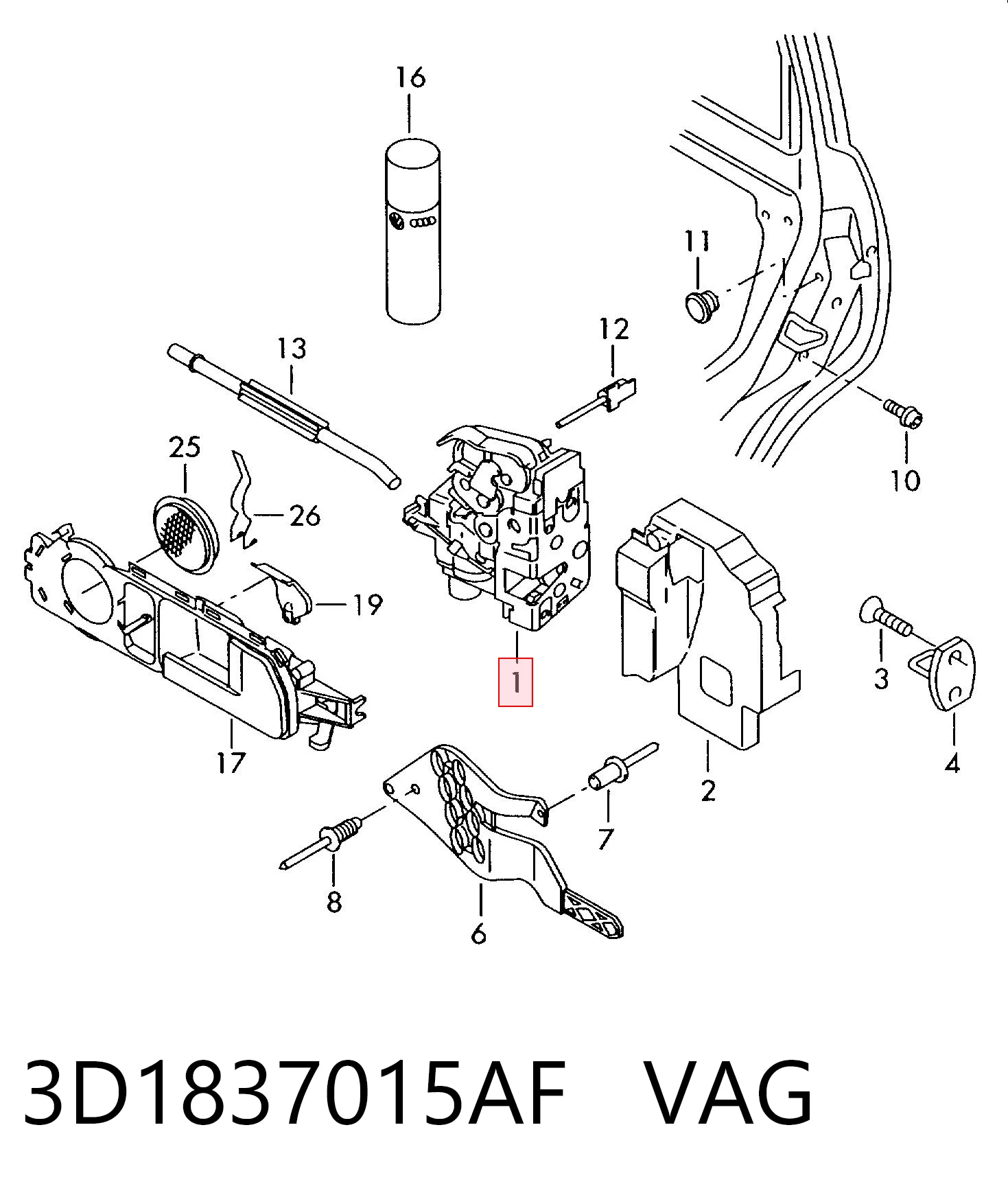 3D1837015AF VAG Замок водійських дверей