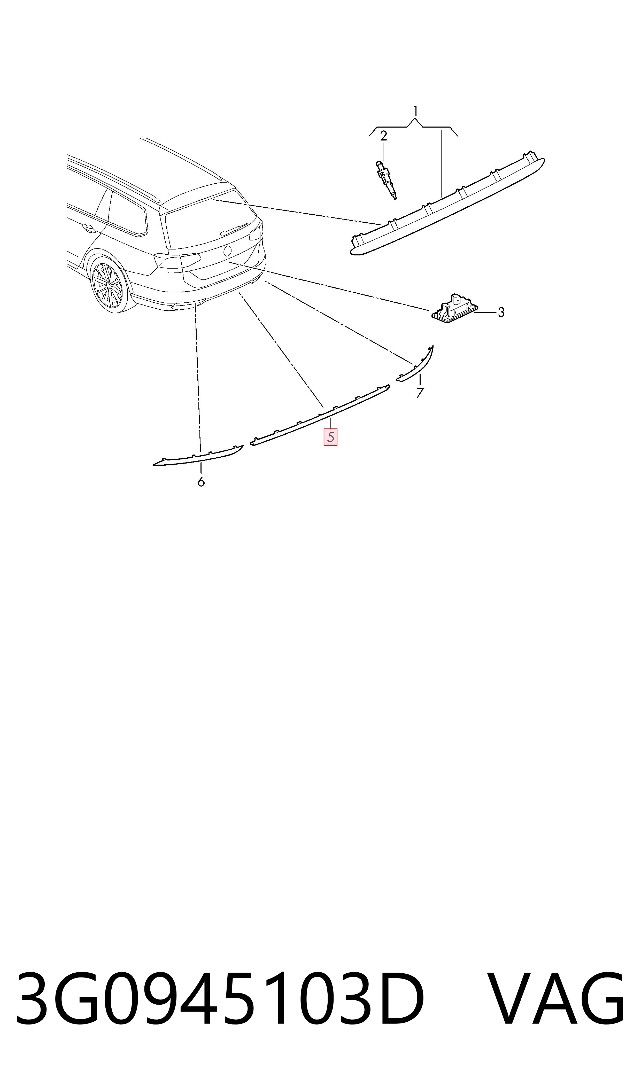 3G0945103D VAG Правий катафот бампера