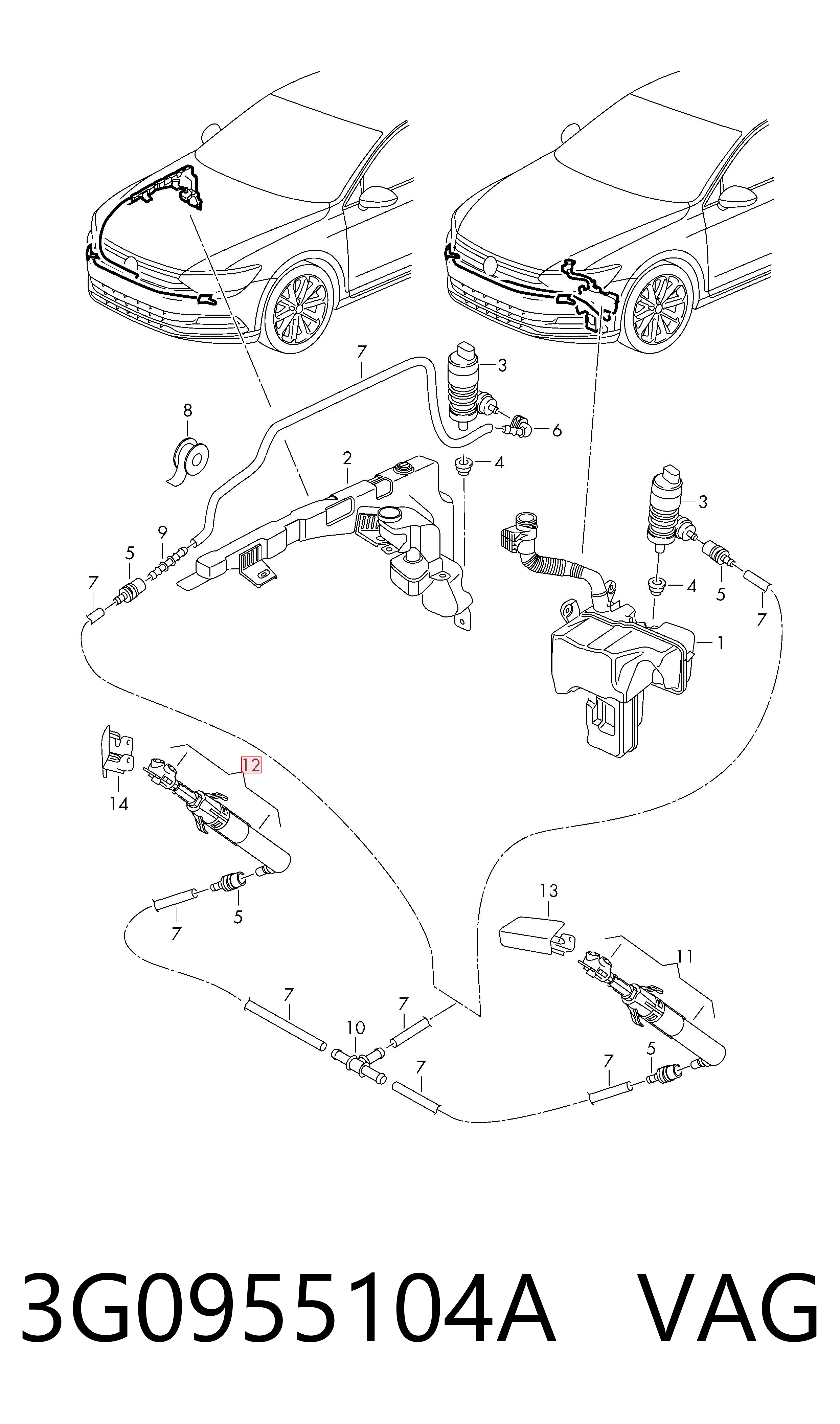 3G0955104A VAG Форсунка омивача фари передньої, правої