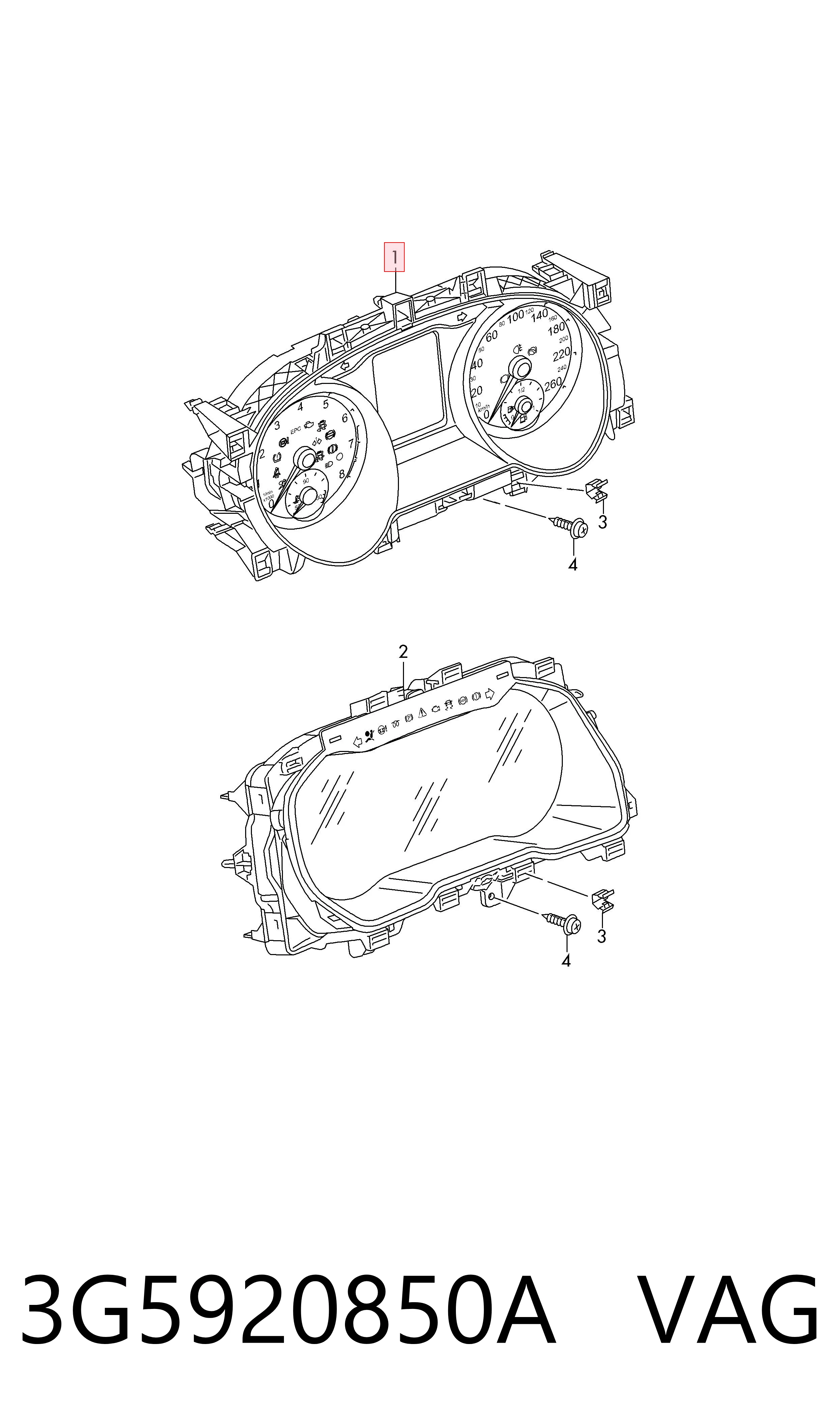 3G5920850A VAG Щиток приладів додатковий