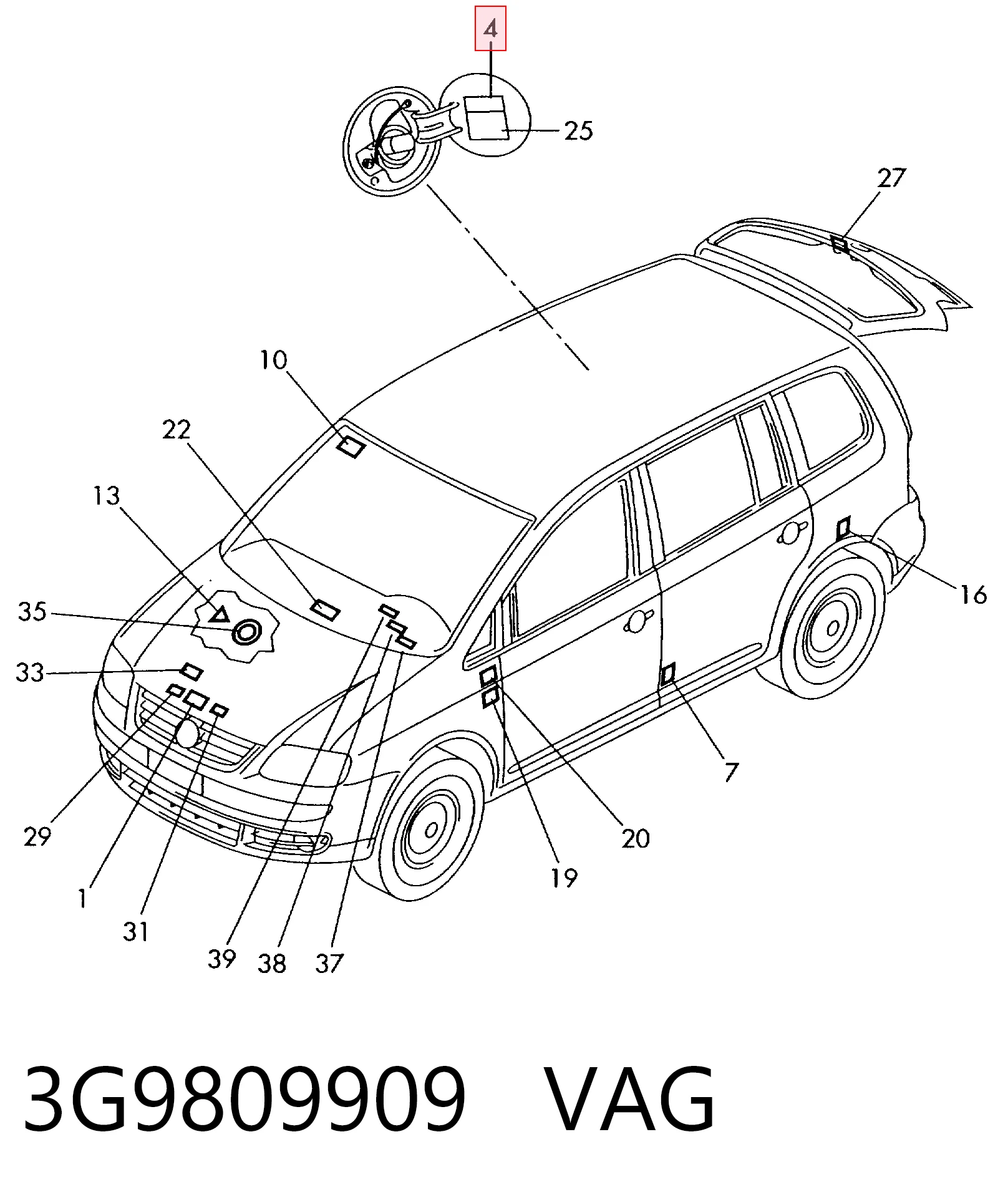 3G9809909 VAG Дверцята бензобака