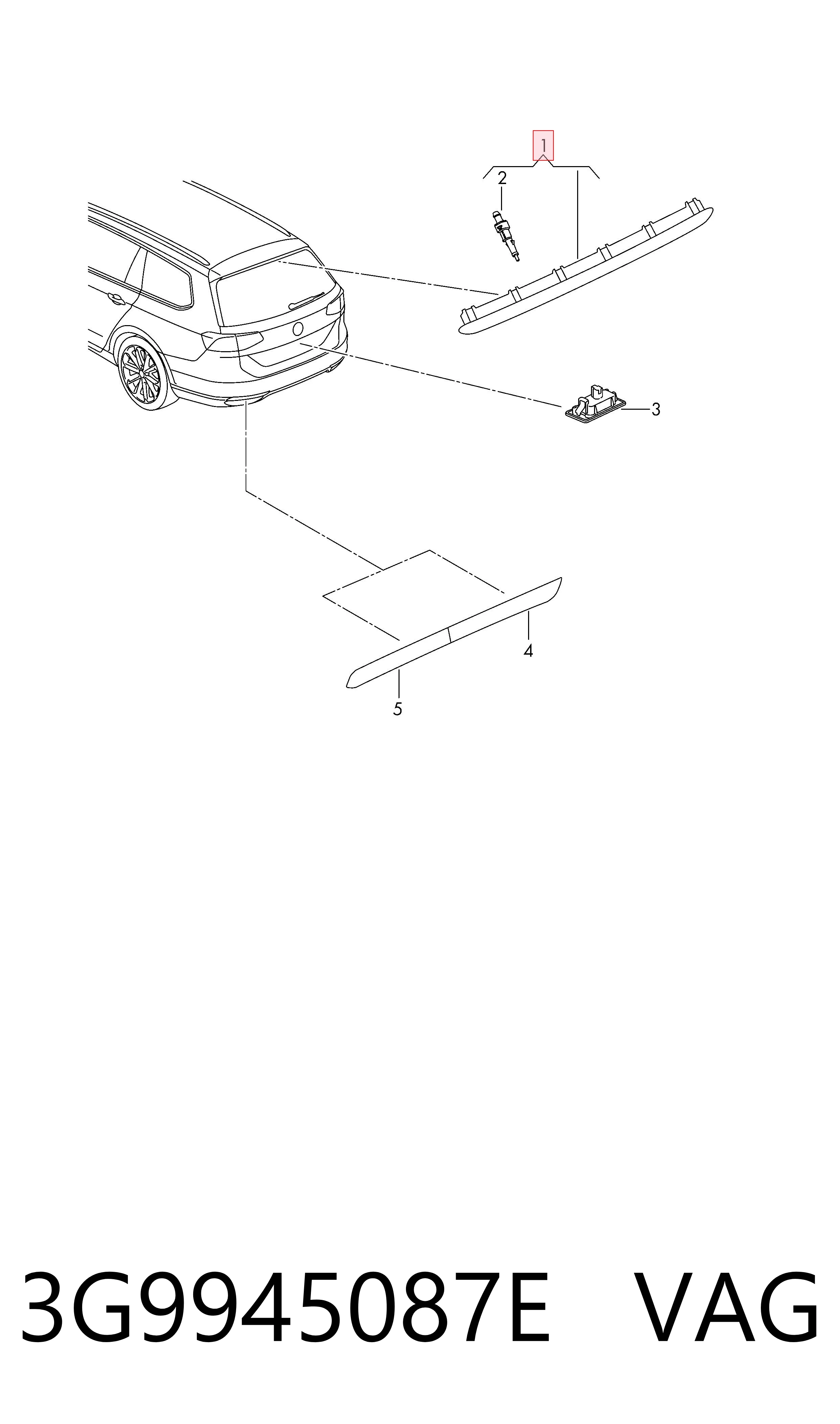 3G9945087E VAG Стоп-сигнал заднього скла