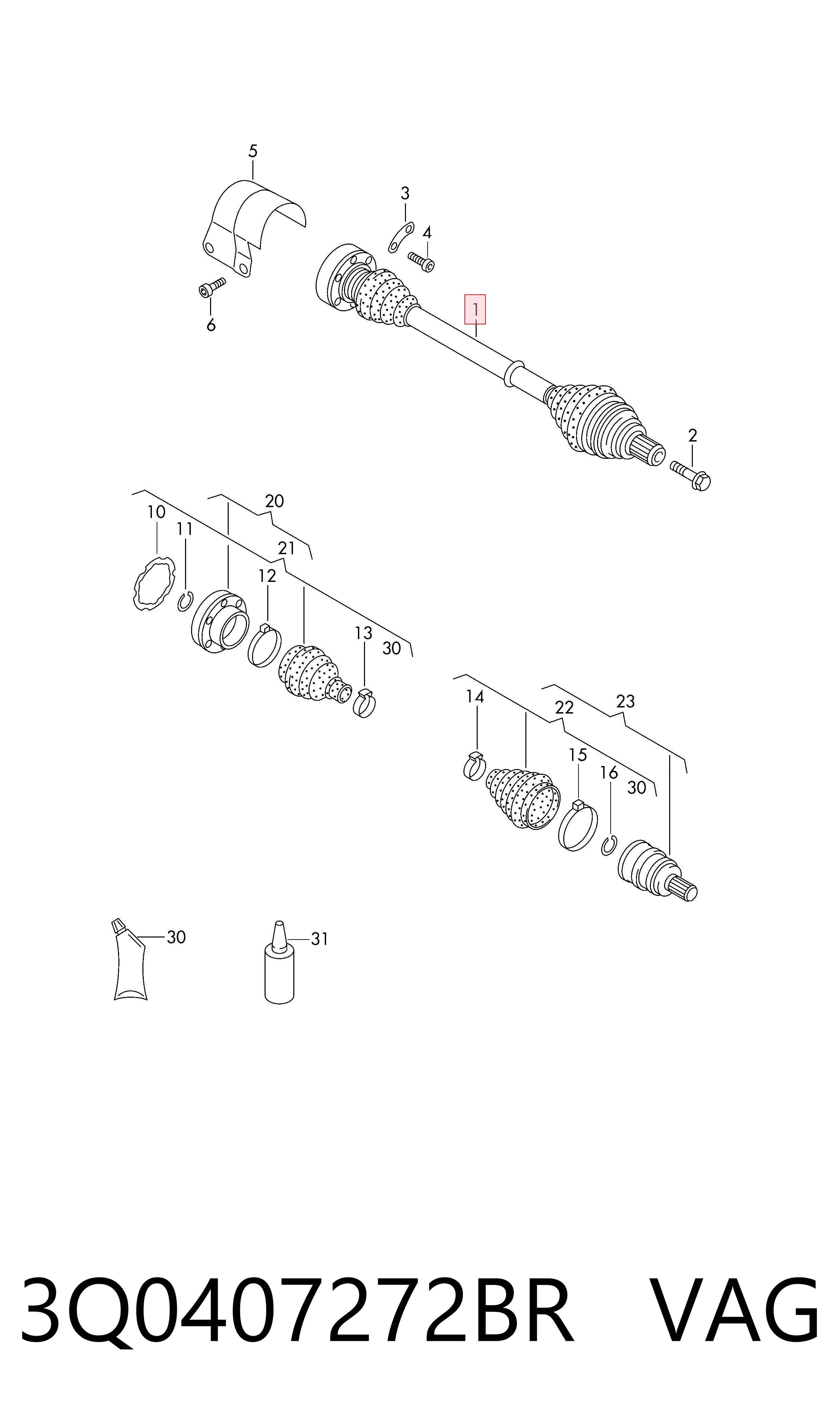 3Q0407272BR VAG Привід передній правий