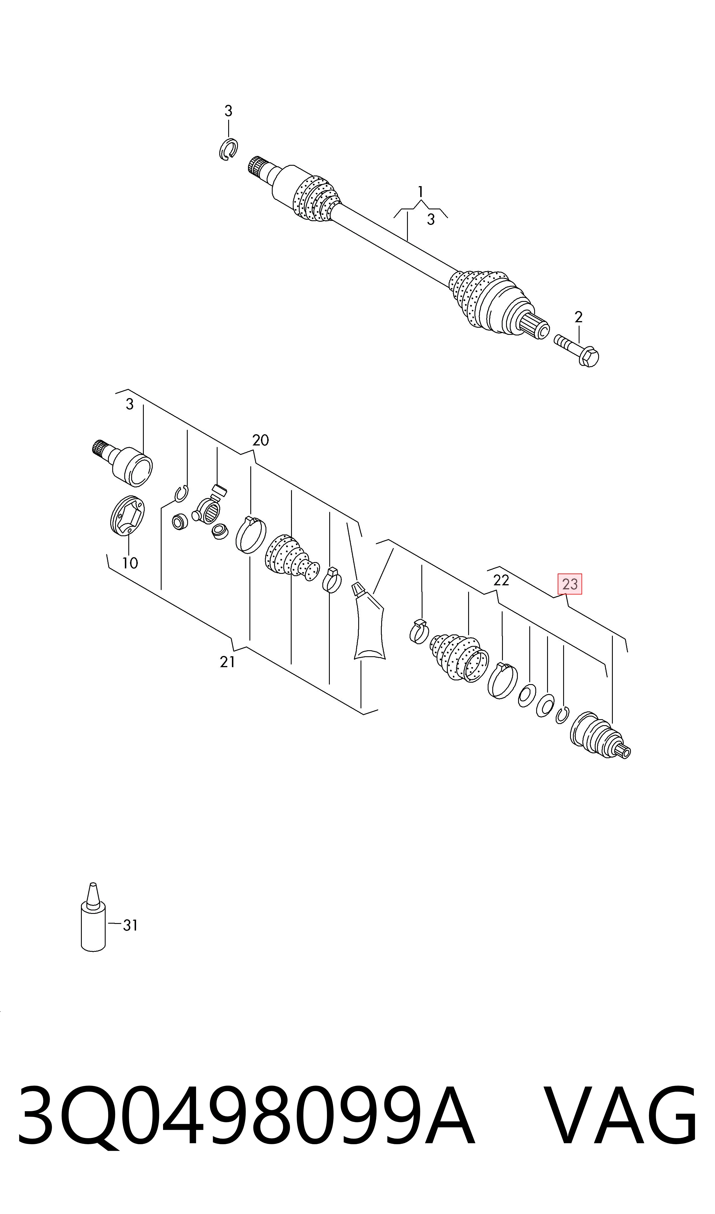 ШРУС зовнішній передній 3L498009 AND