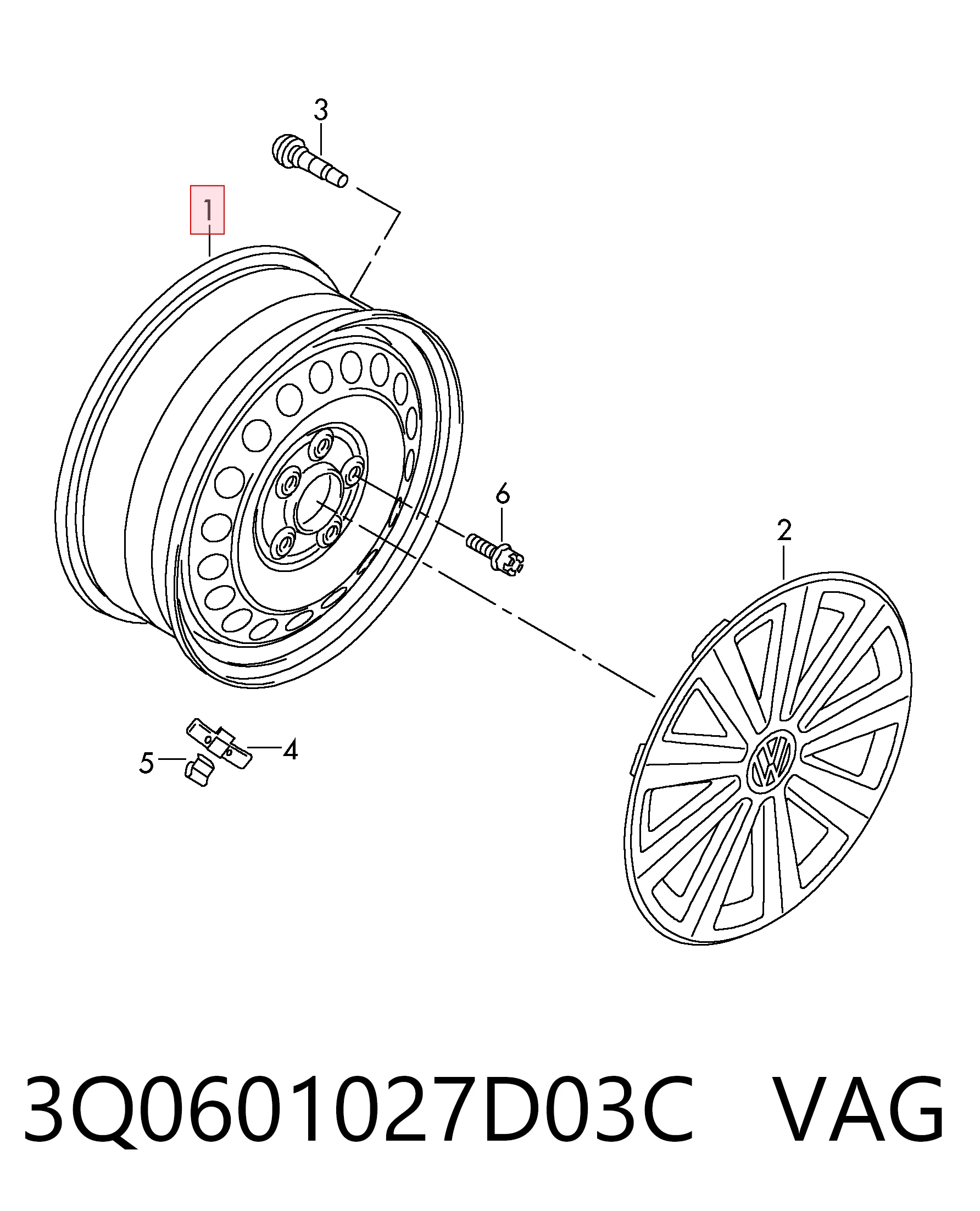 3Q0601027D03C VAG Диск колесний