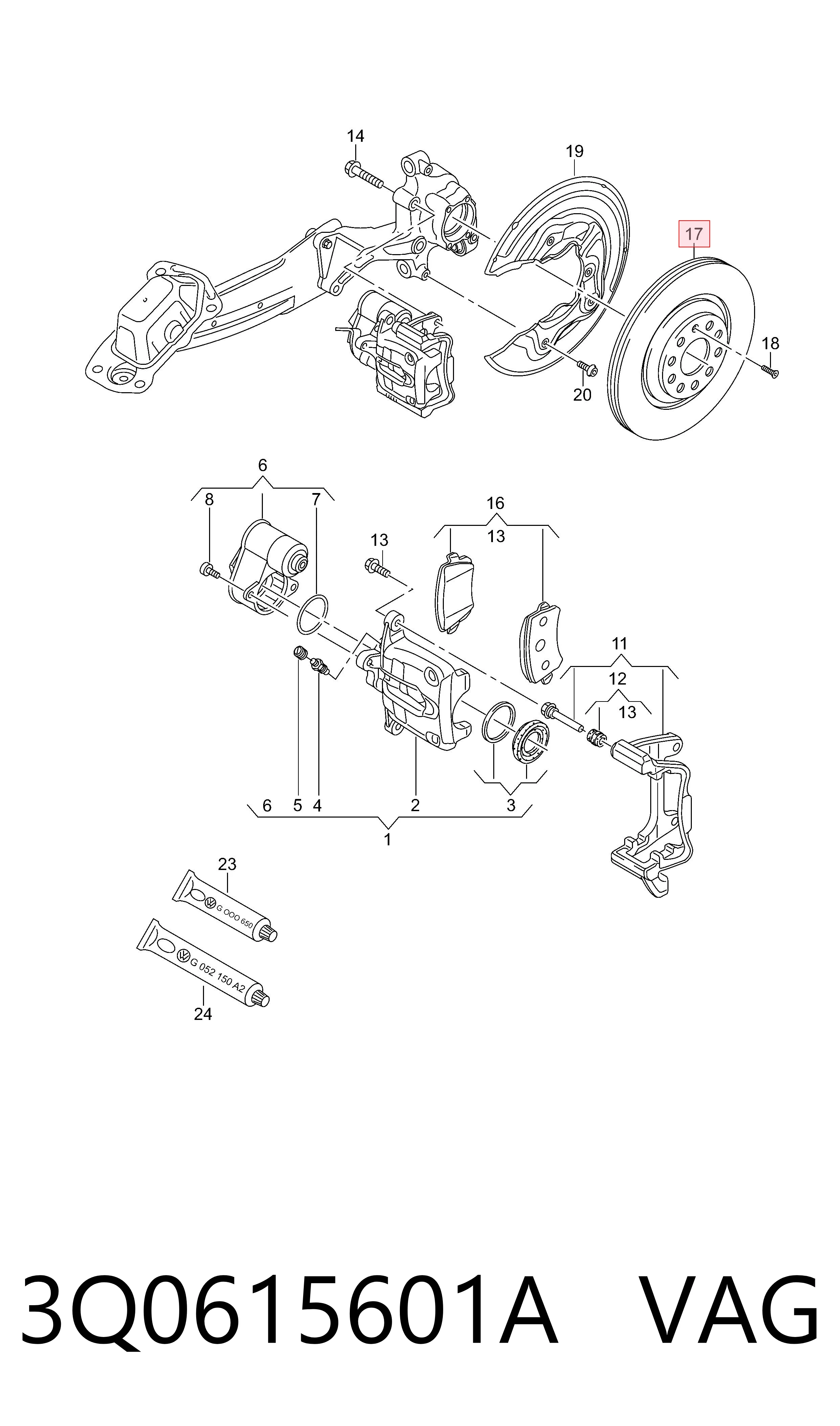Задні дискові гальма VAG 3Q0615601A ціна, від 12.67 USD