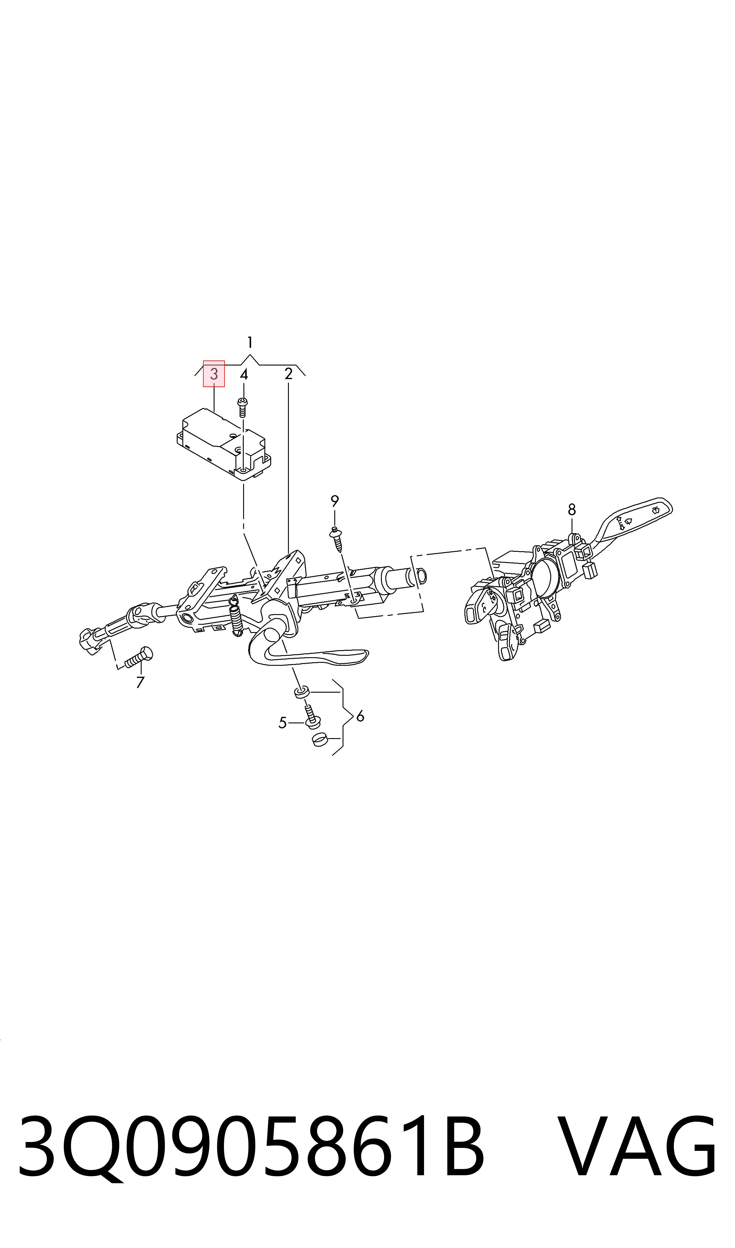 Електронний модуль рульової колонки VAG 3Q0905861B ціна, від 49.41 USD