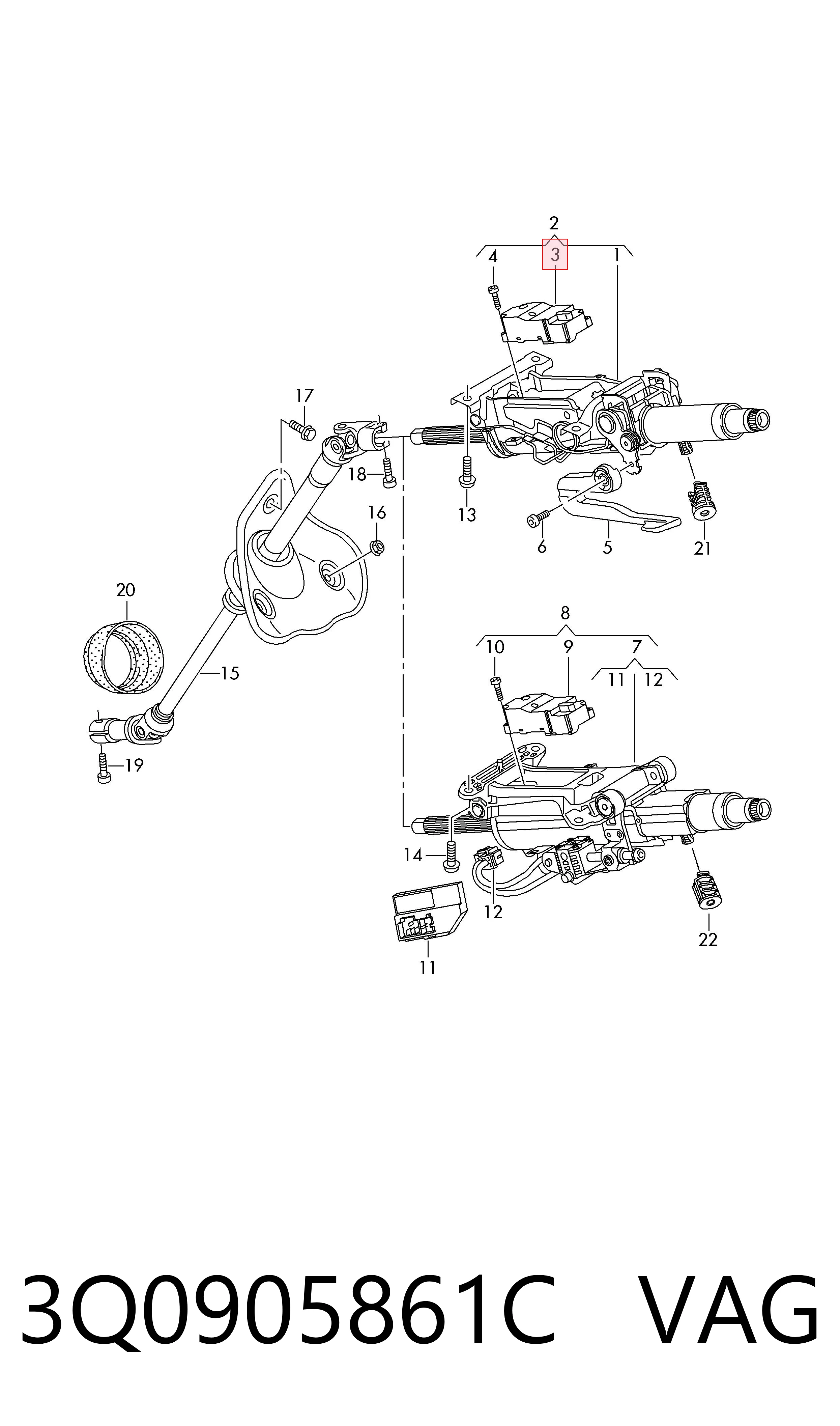 Електронний модуль рульової колонки VAG 3Q0905861C ціна, від 44.34 USD