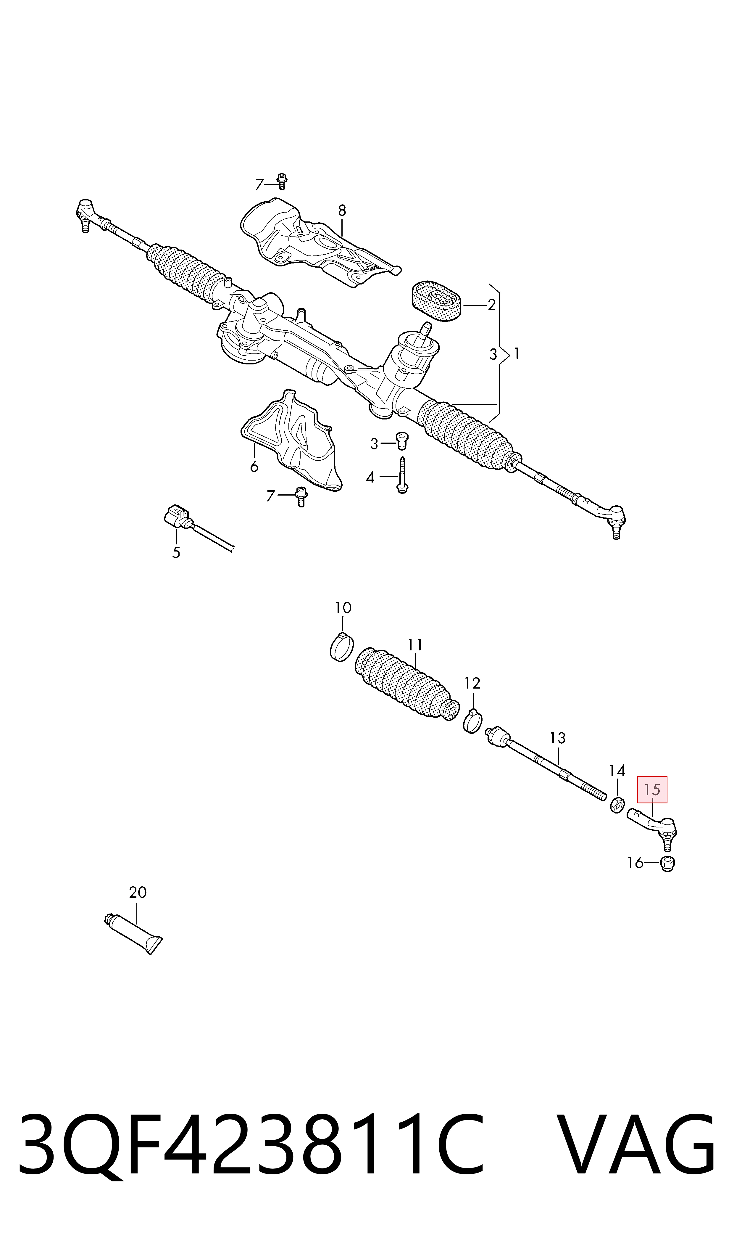 Наконечник рульовий VAG 3QF423811C ціна, від 32.27 USD