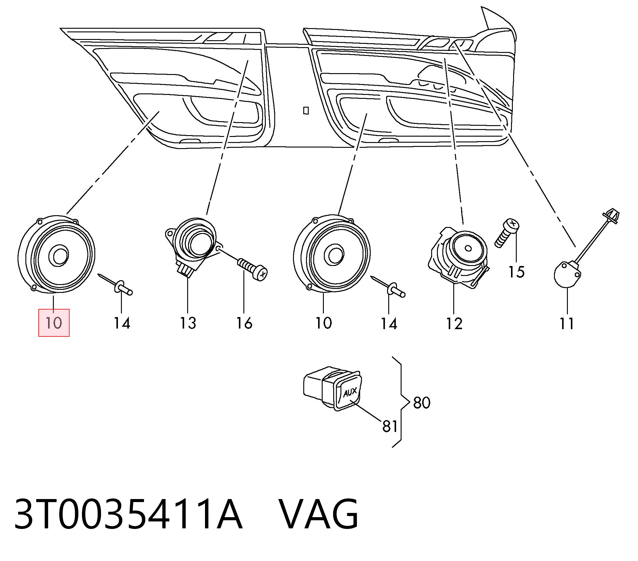 3T0035411A VAG Динамік передньої двері