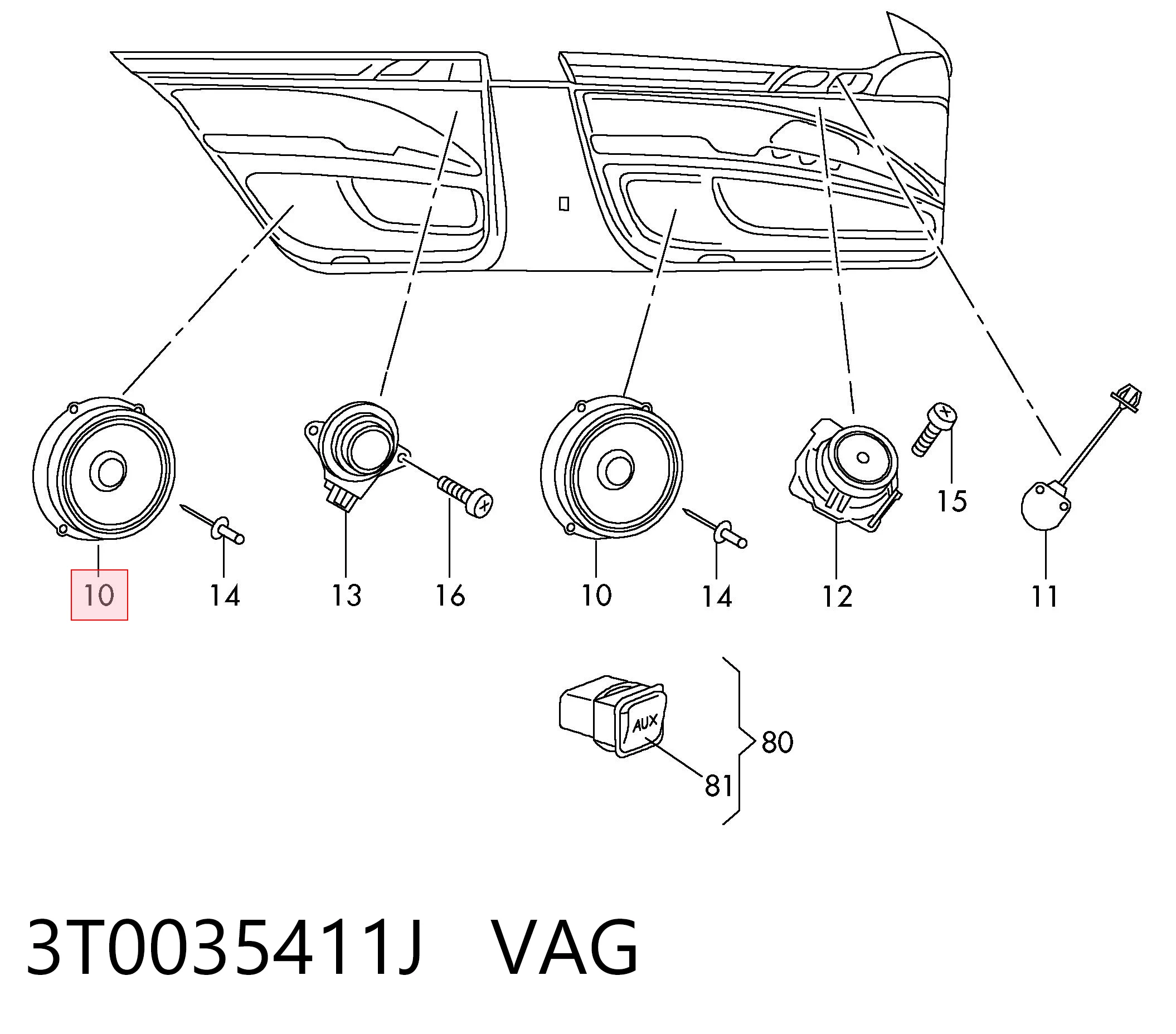 3T0035411J VAG Динамік передньої двері