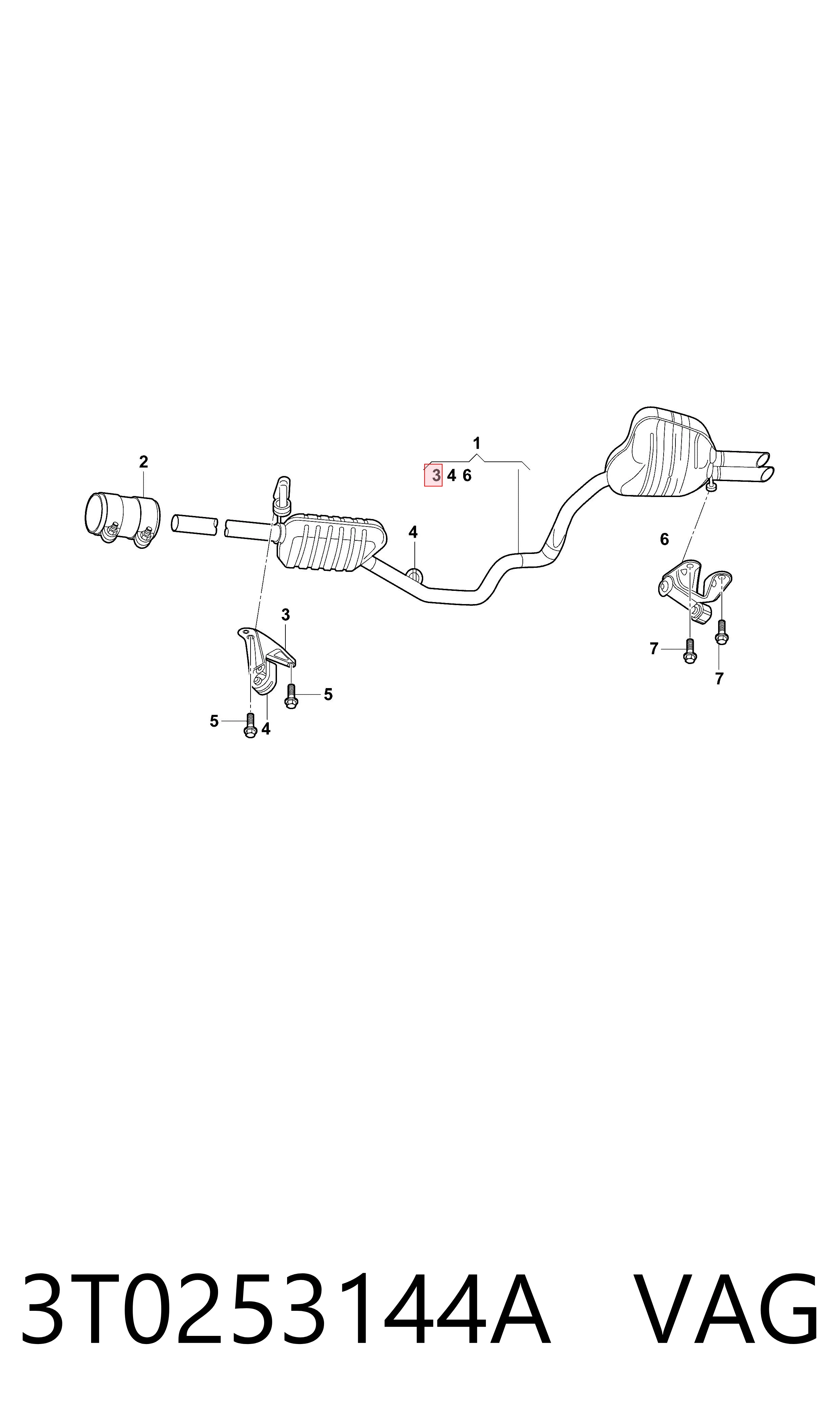 3T0253144A VAG Кронштейн кріплення глушника