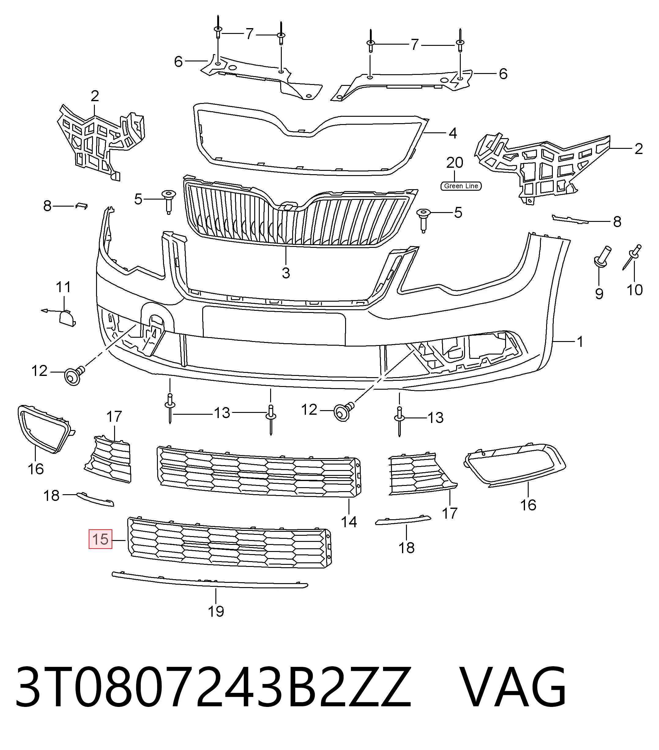 Решітка переднього бампера, центральна AND 30807015 ціна, від 24.38 USD