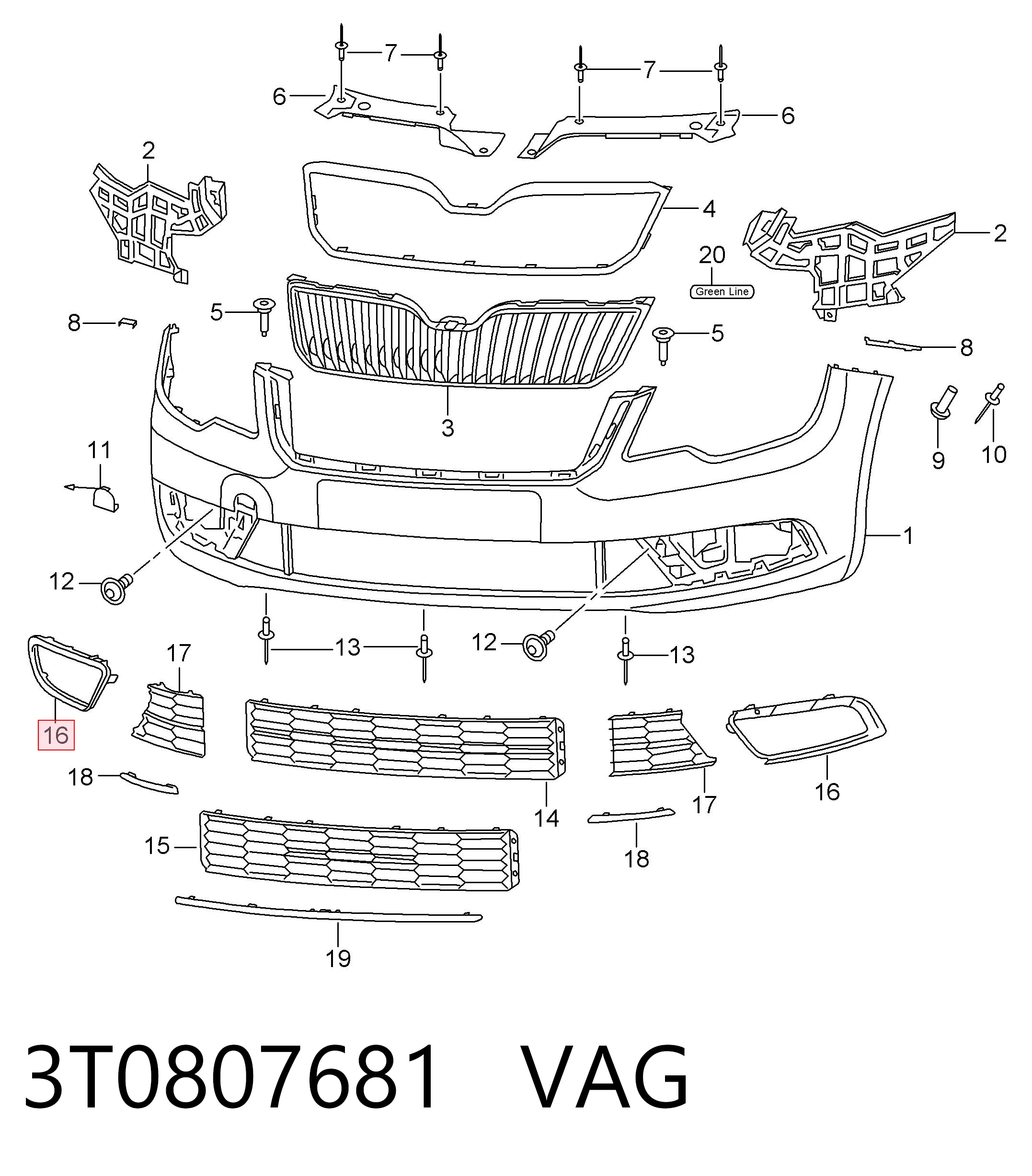 Купити 3T0807681 Diamond/DPA Окантовка противотуманки