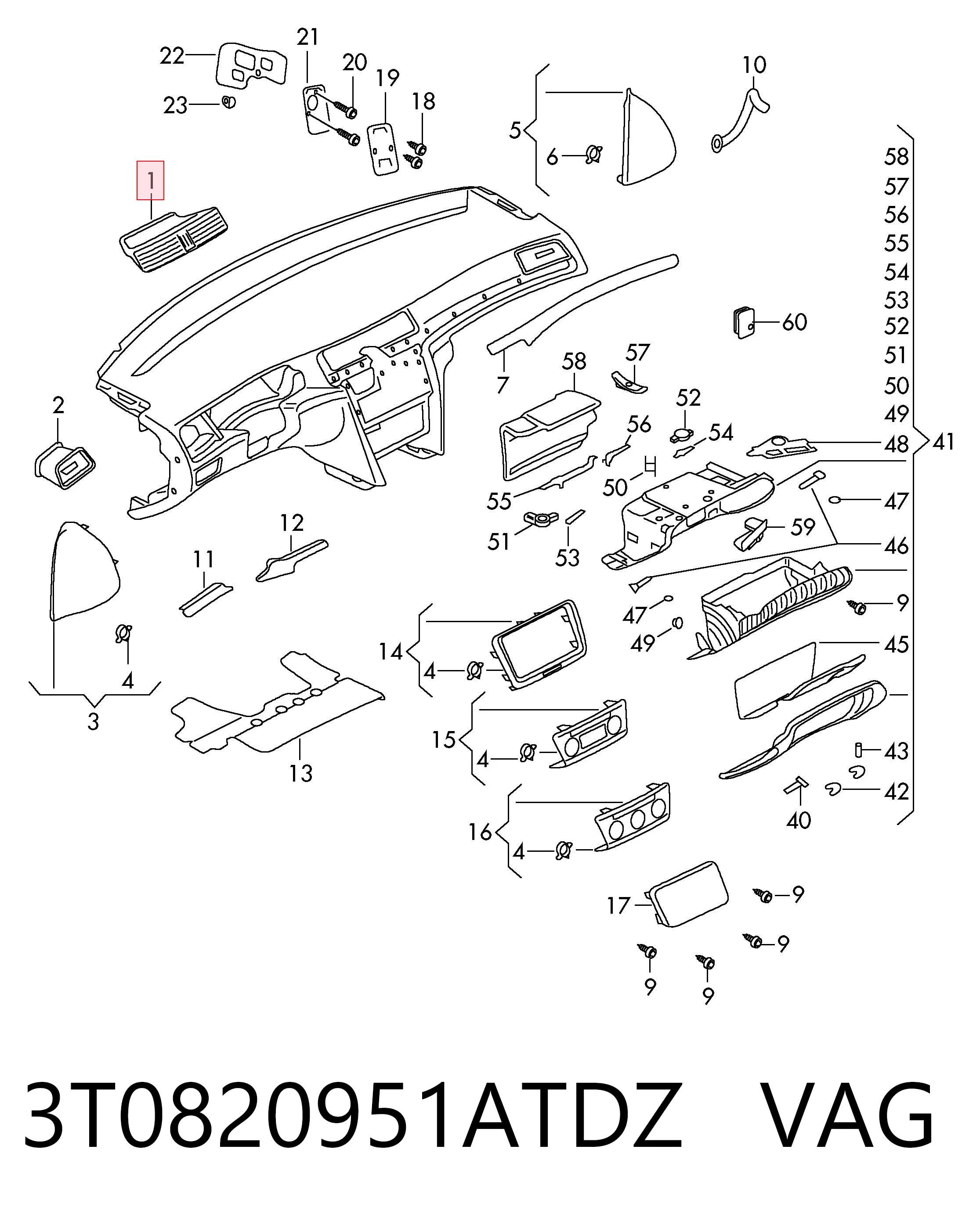 3T0820951ATDZ VAG Решітка повітропровода