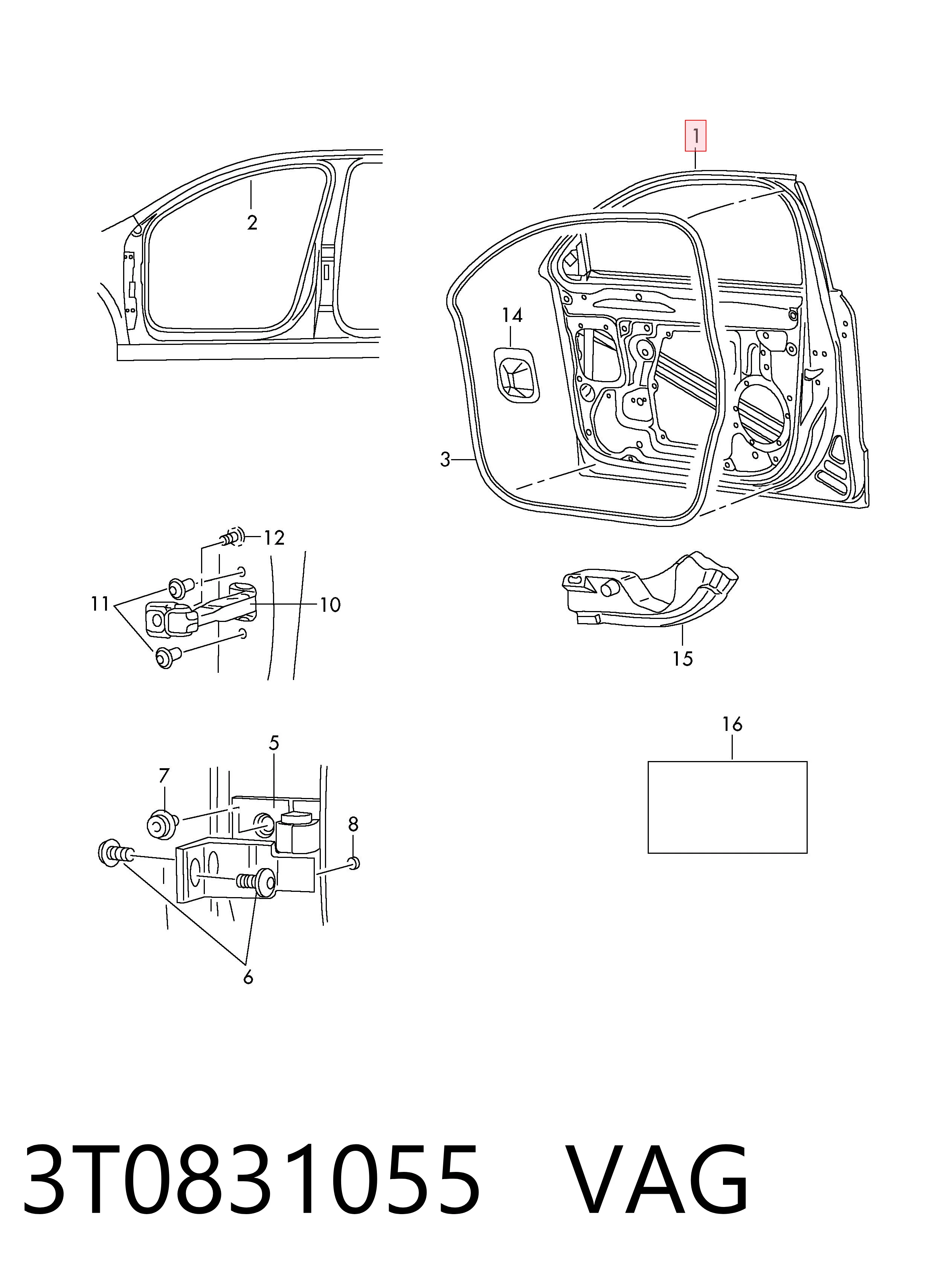 3T0831055 VAG Дверь передня ліва