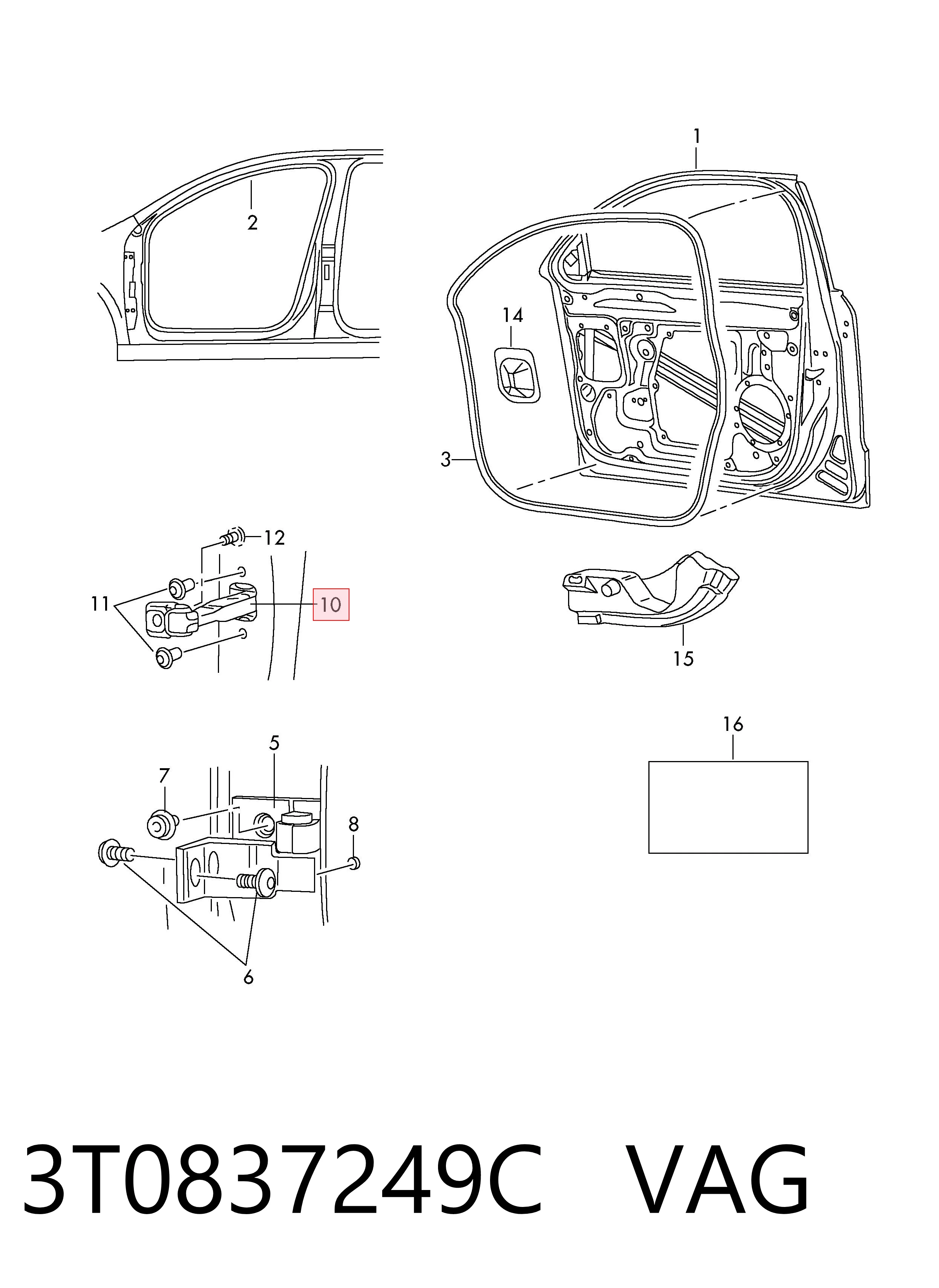 3T0837249C VAG Обмежувач відкриття дверей, передній