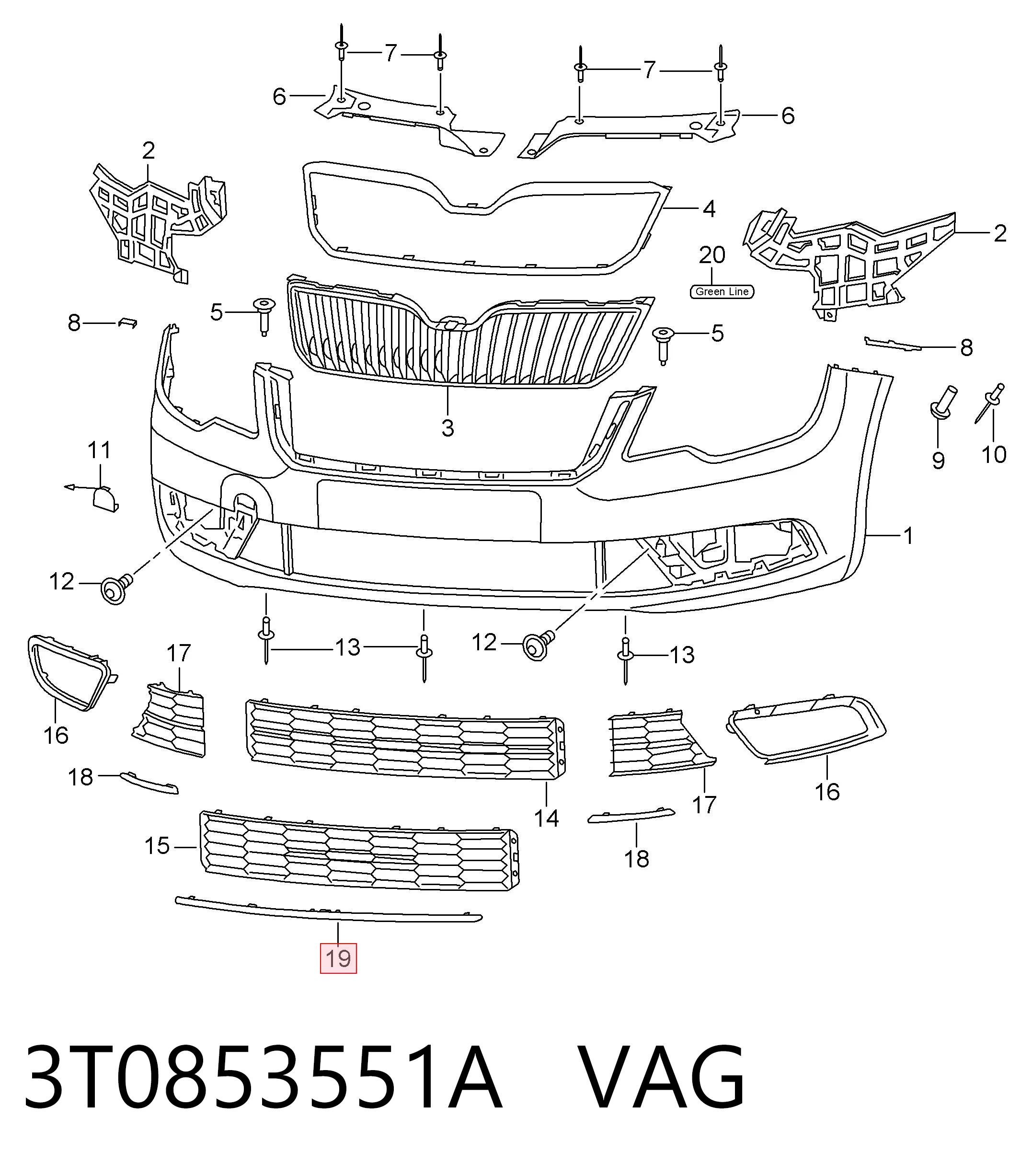 Молдинг решітки переднього бампера, нижній AND 30853284 ціна, від 10.36 USD