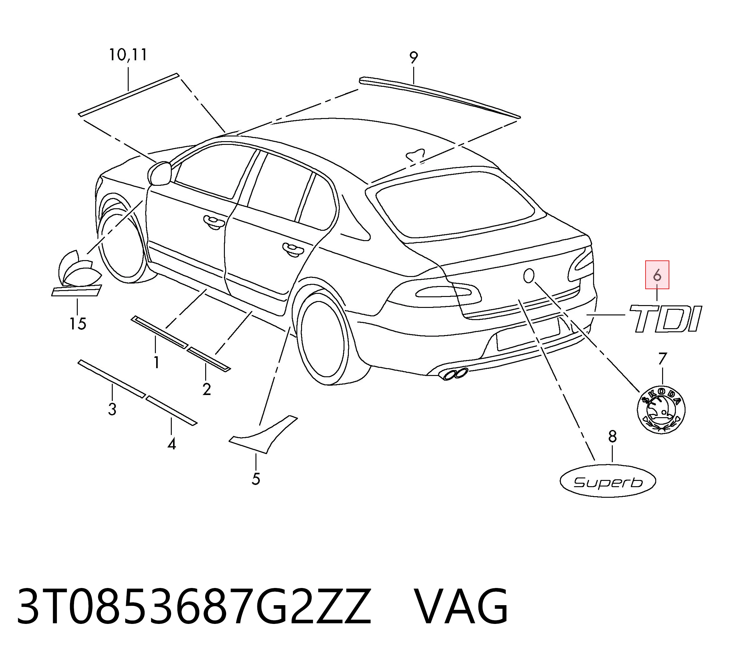3T0853687G2ZZ VAG Емблема кришки багажника, фірмовий значок