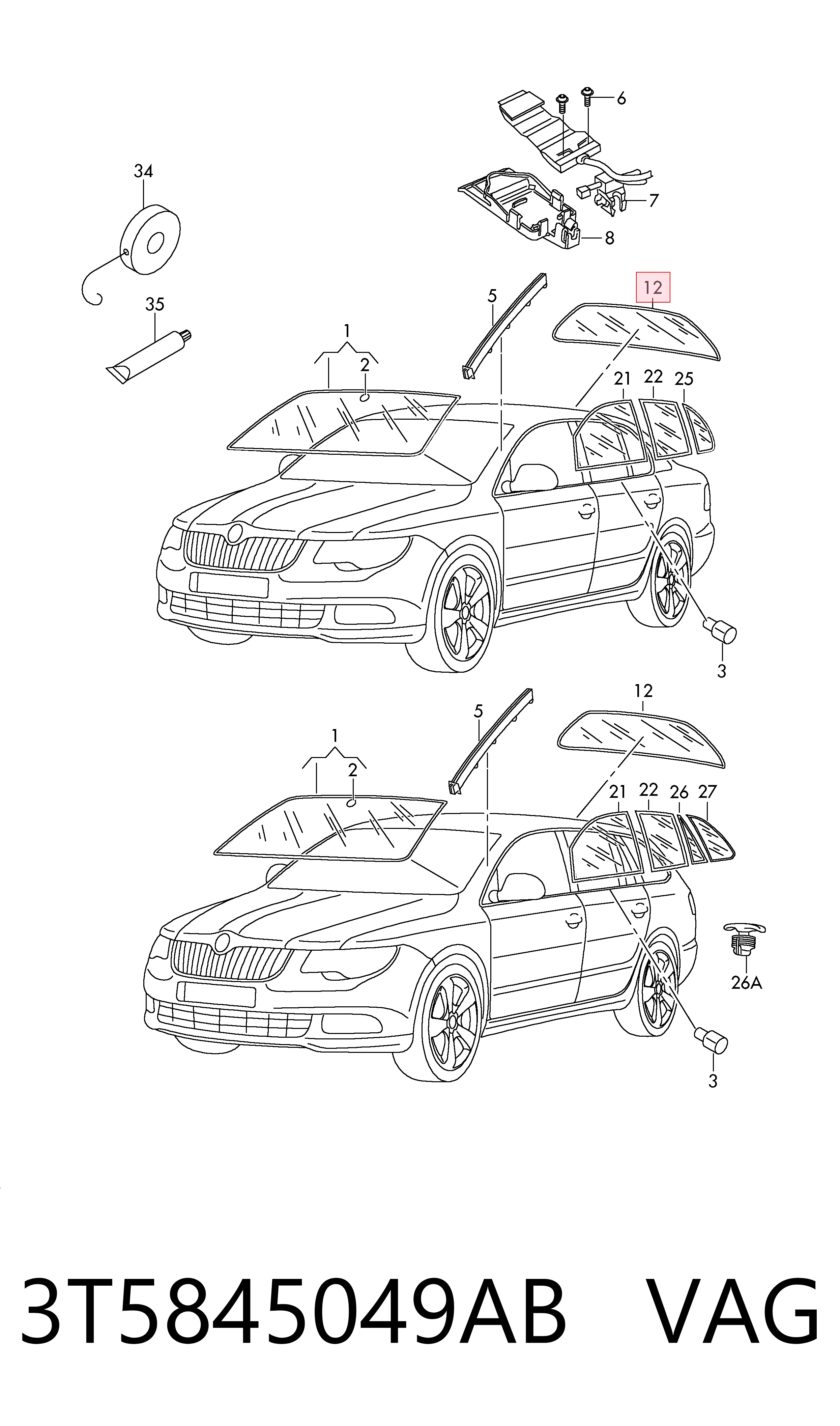 Заднє вікно на Skoda SuperB II 3T4