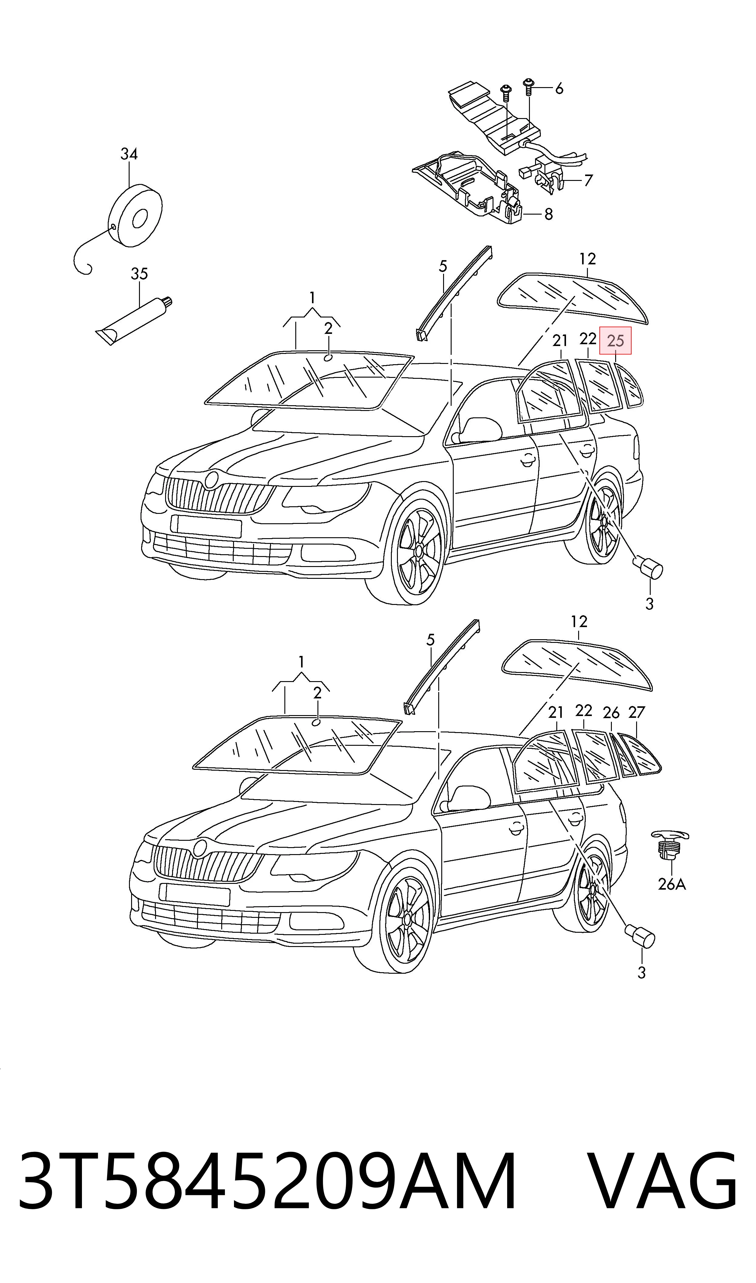3T5845209AM VAG Куточок задніх лівих дверей