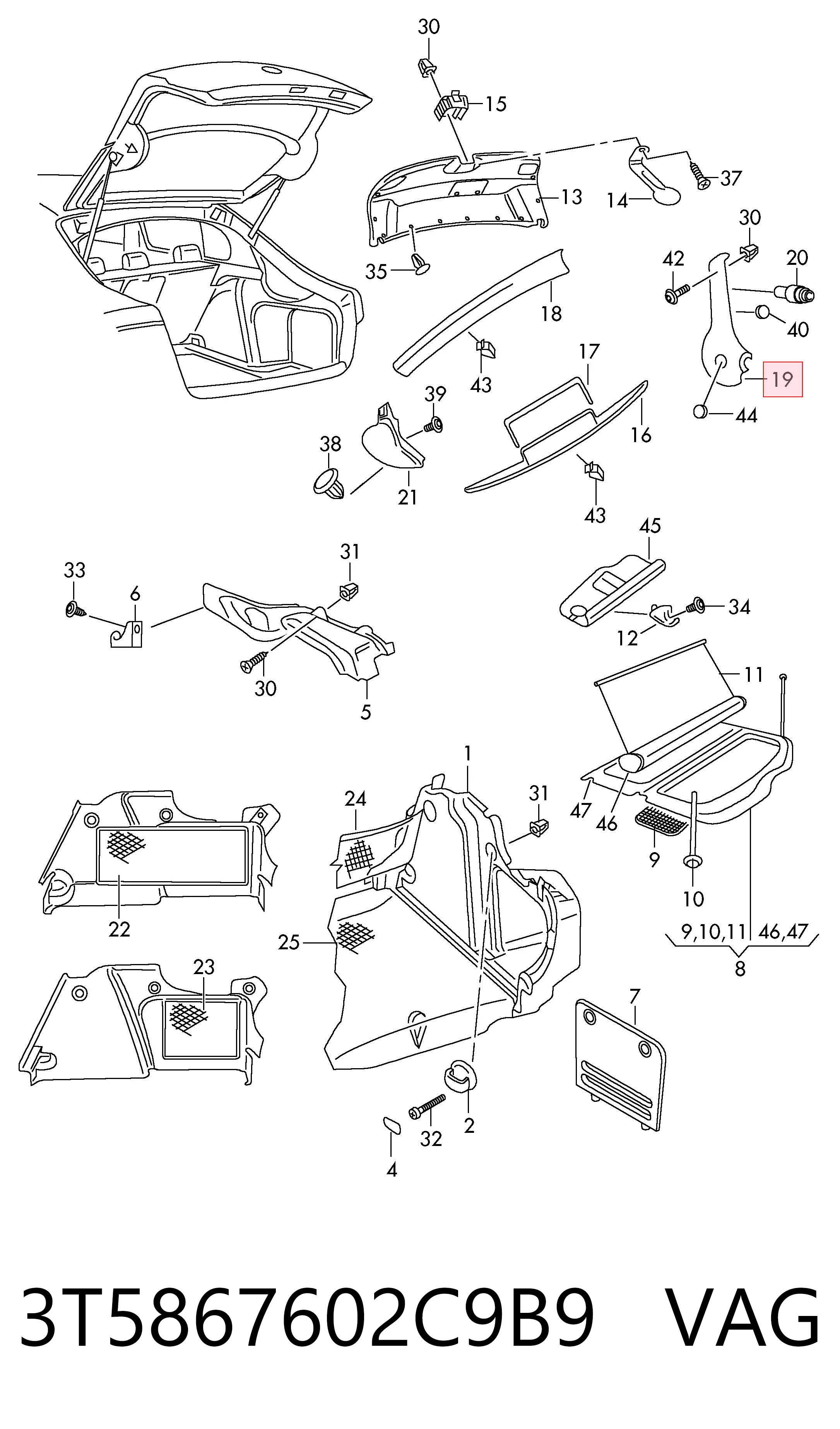 3T5867602C9B9 VAG Пластик п'ятих дверей