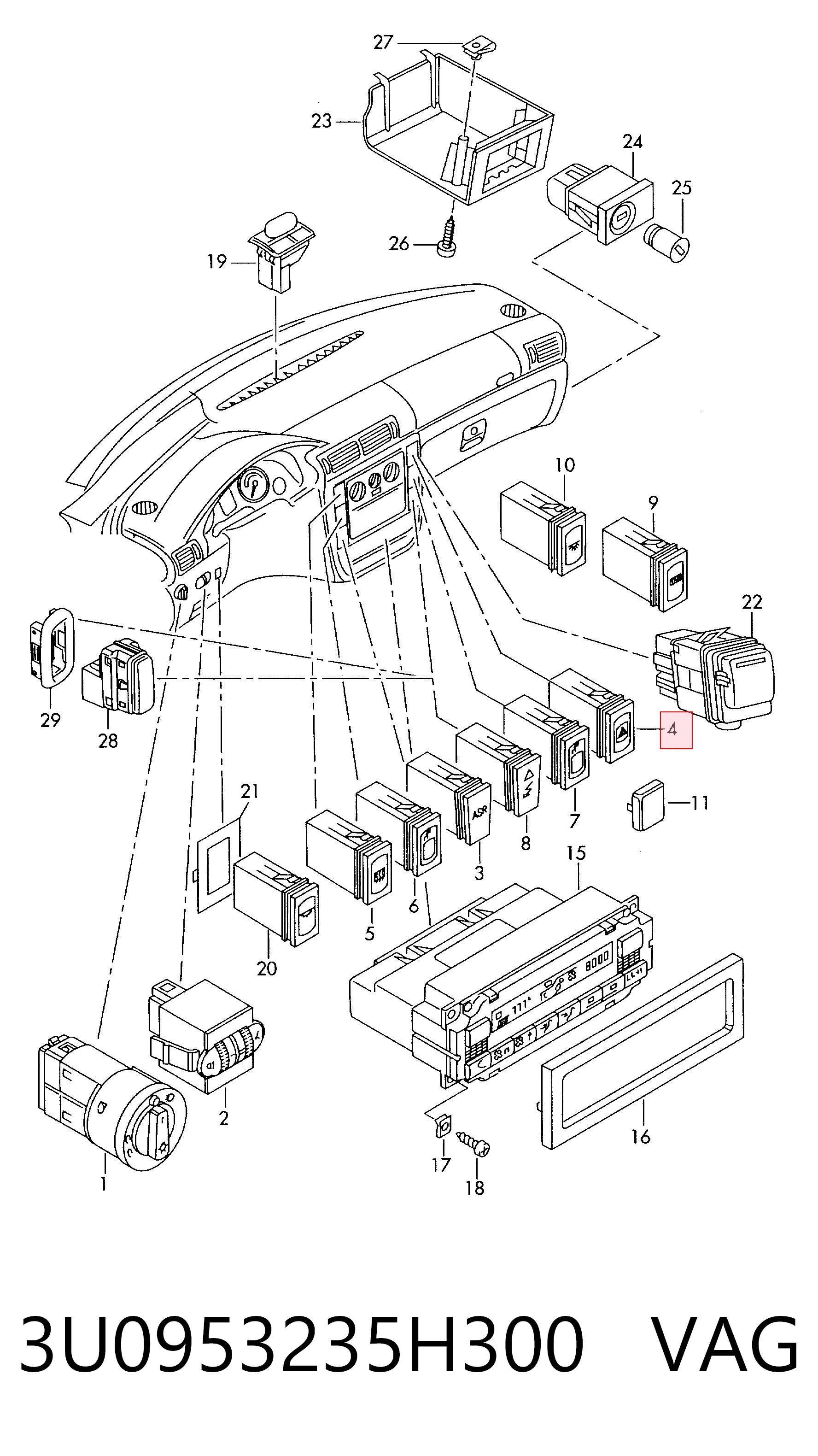 3U0953235H300 VAG Аварійна кнопка