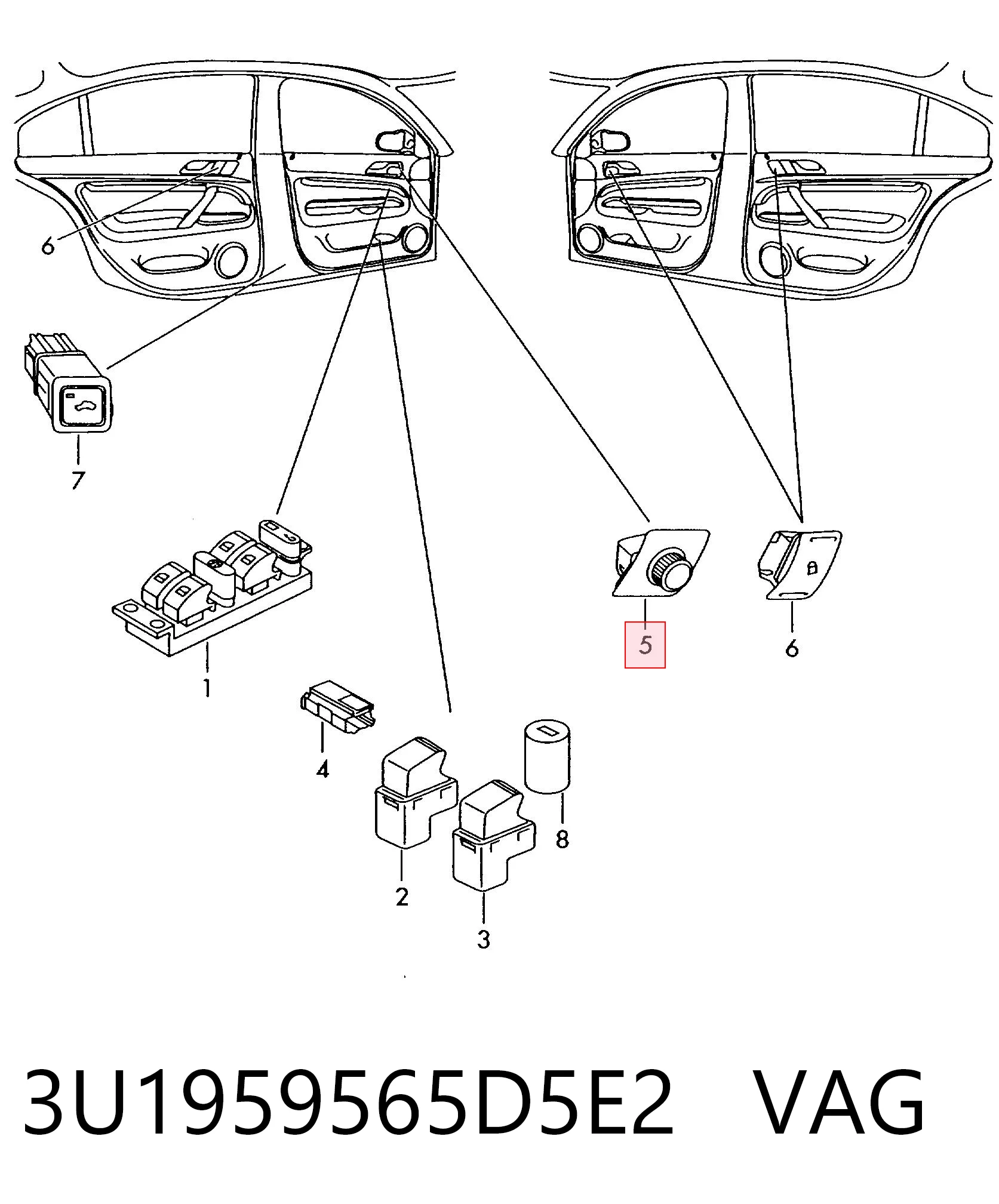 3U1959565D5E2 VAG Регулятор дзеркал