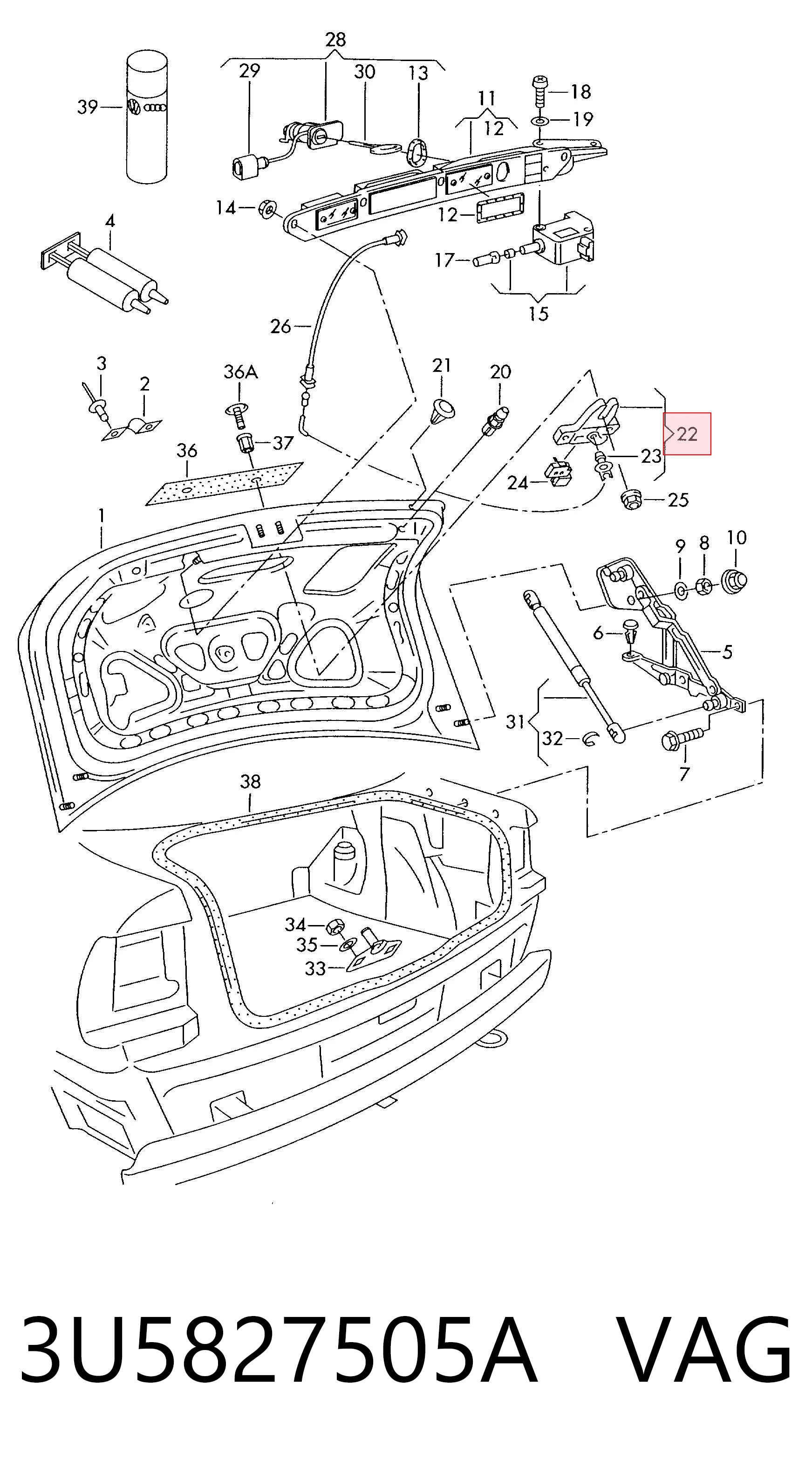 Замок дверей багажника Skoda SuperB I седан (3U4) (2001 - 2008) ціна, від 58.52 USD