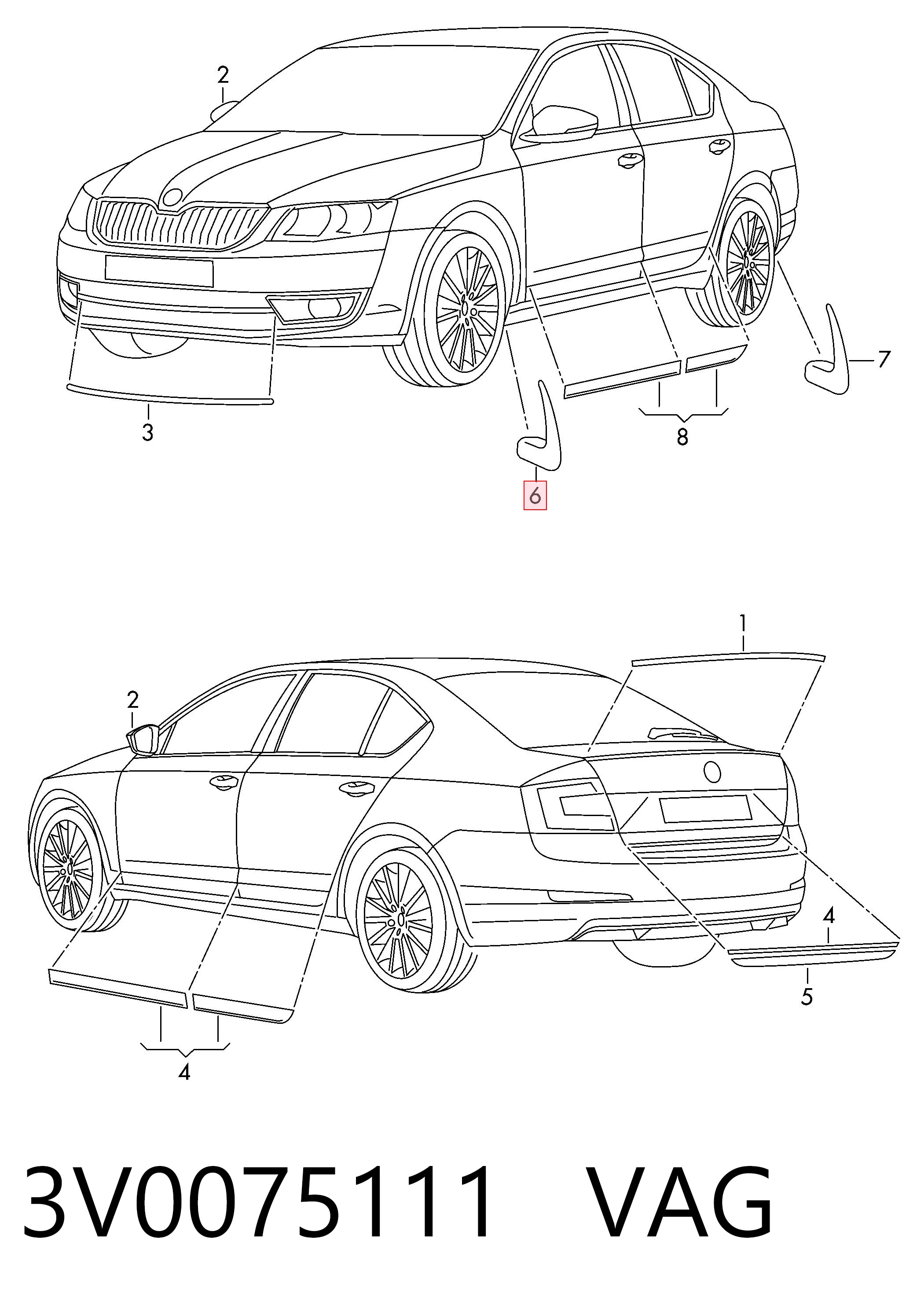 3V0075111 VAG Комплект передніх бризковиків