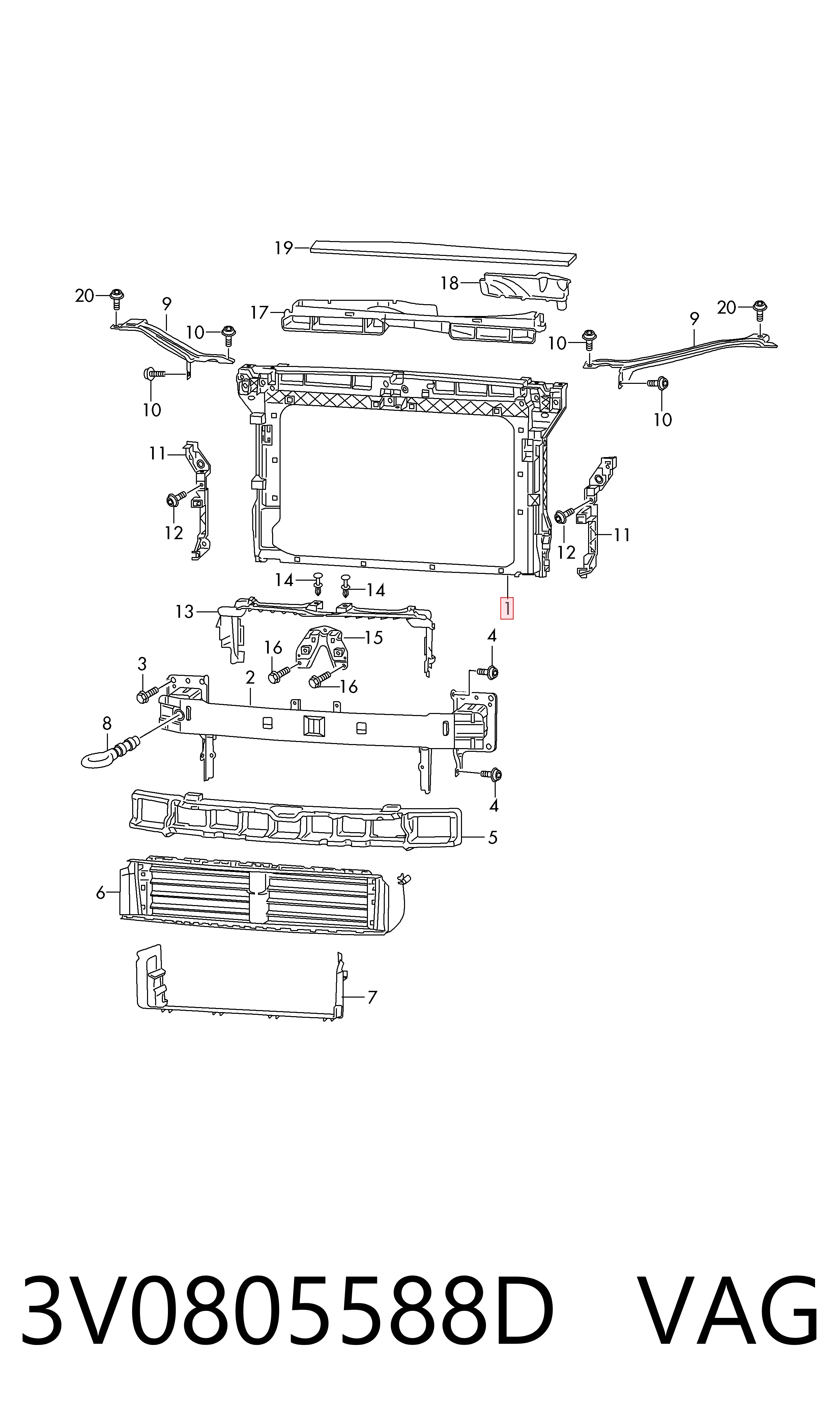 Панель передня VAG 3V0805588D ціна, від 228.04 USD