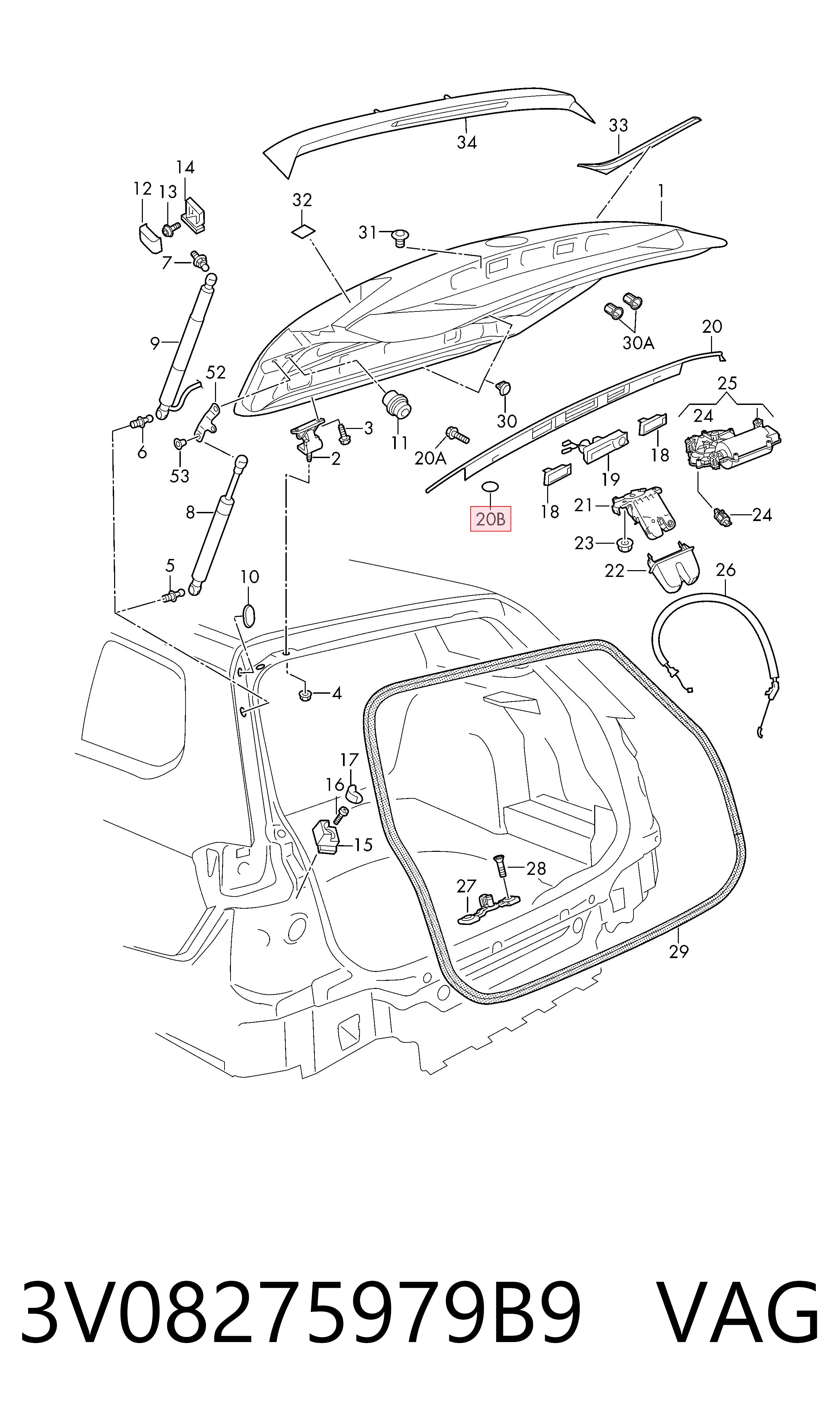 3V08275979B9 VAG Кришка багажника