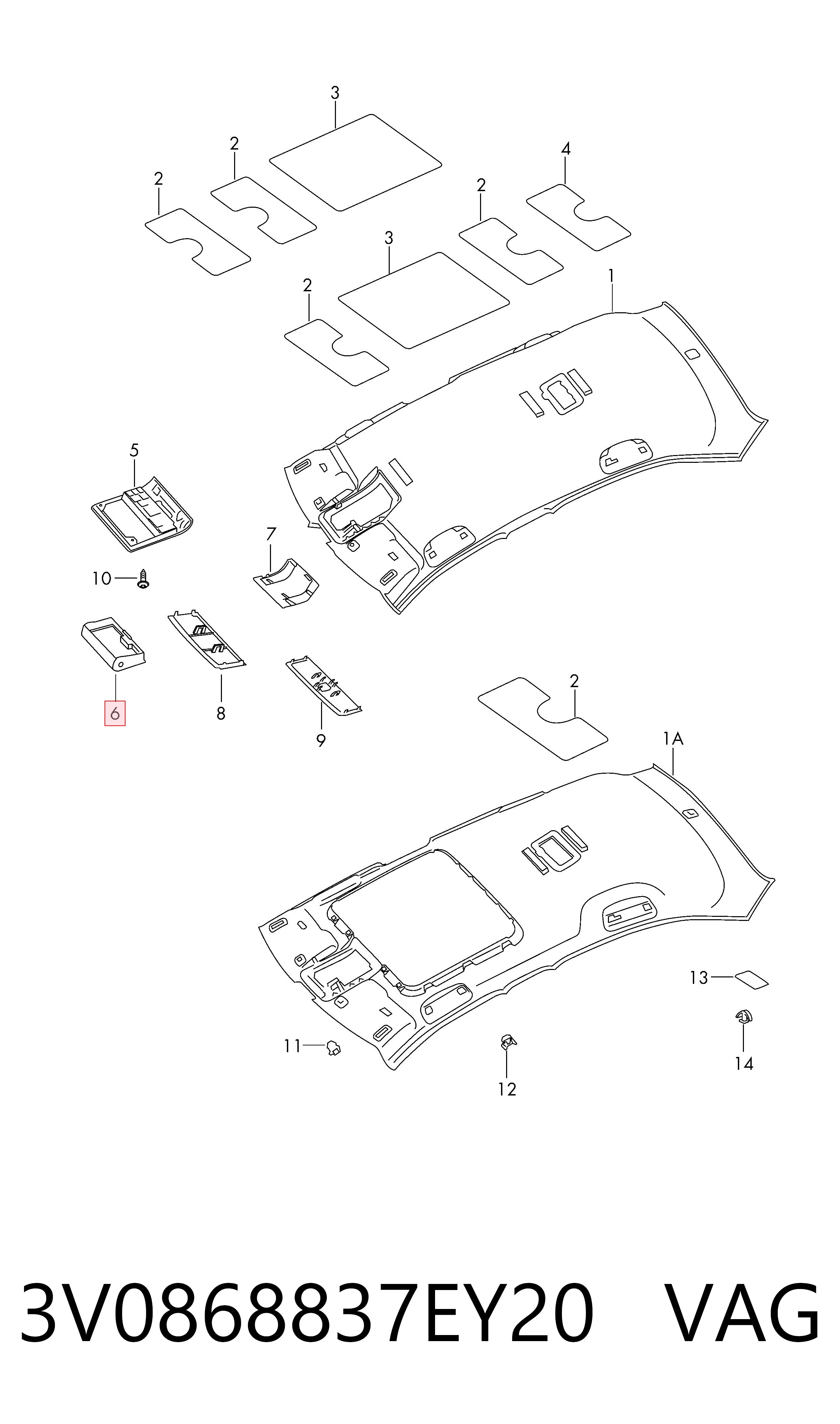 3V0868837EY20 VAG Відсік для окулярів