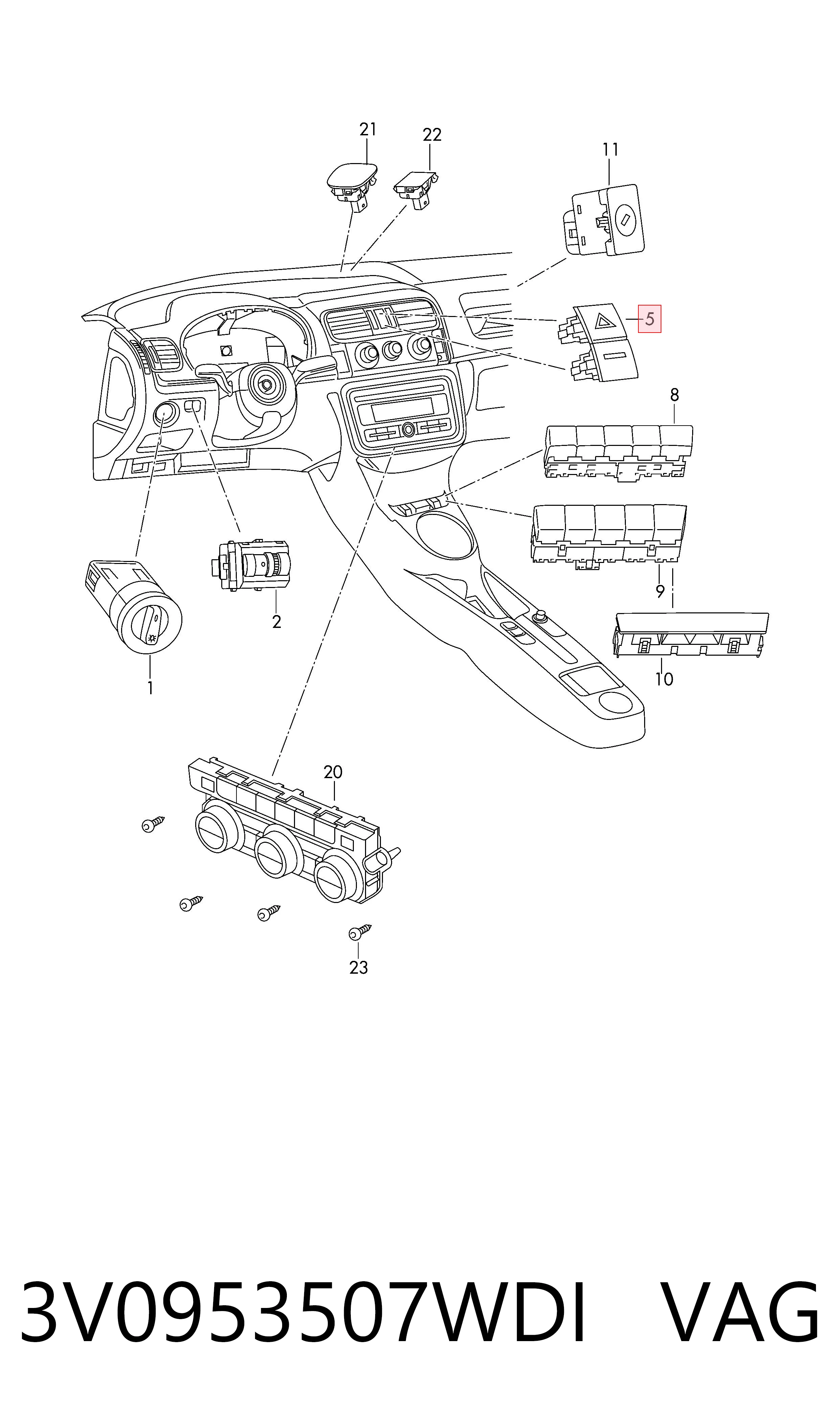 3V0953507WDI VAG Аварійна кнопка
