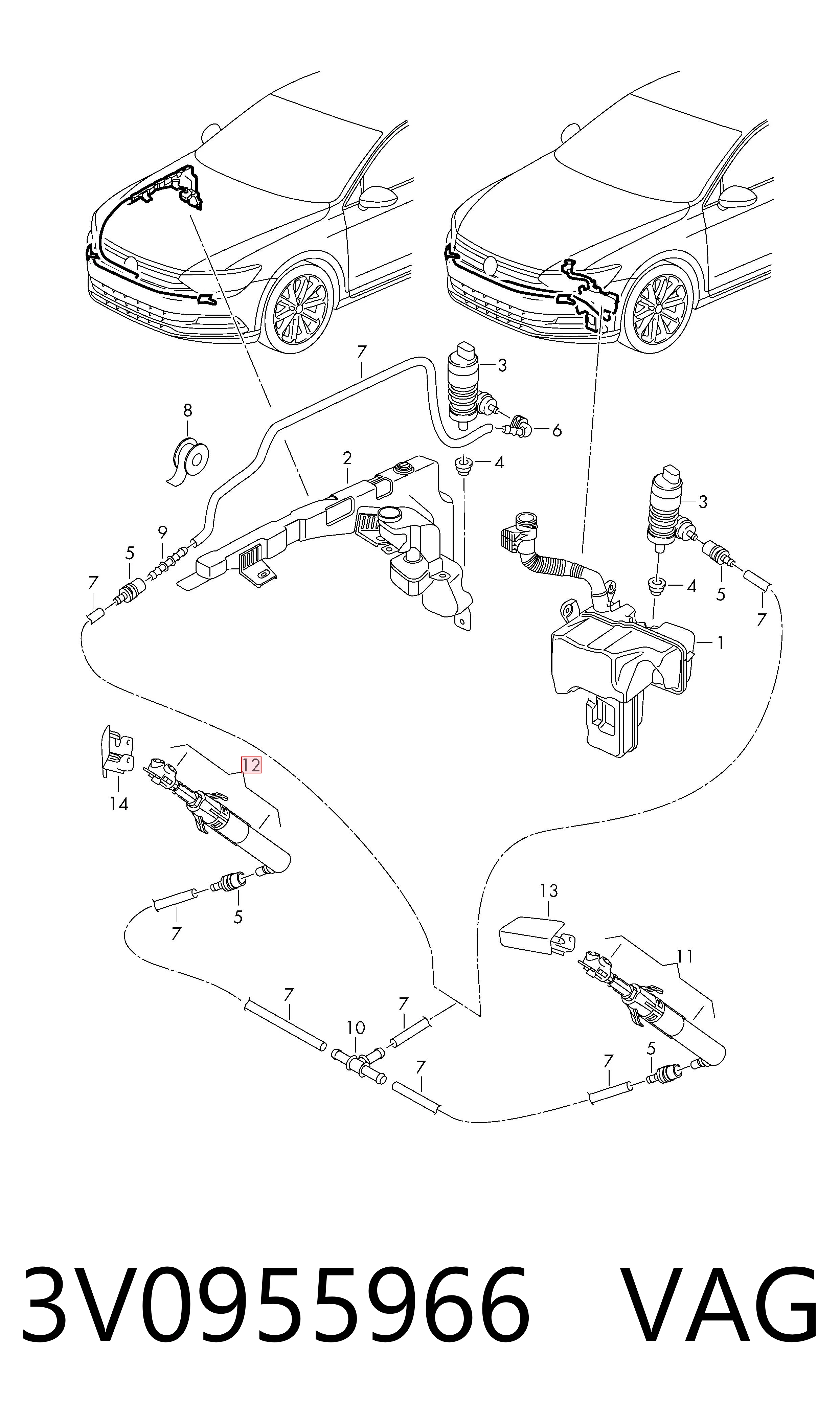 3V0955966 VAG Тримач форсунки омивача фари, підйомний циліндр