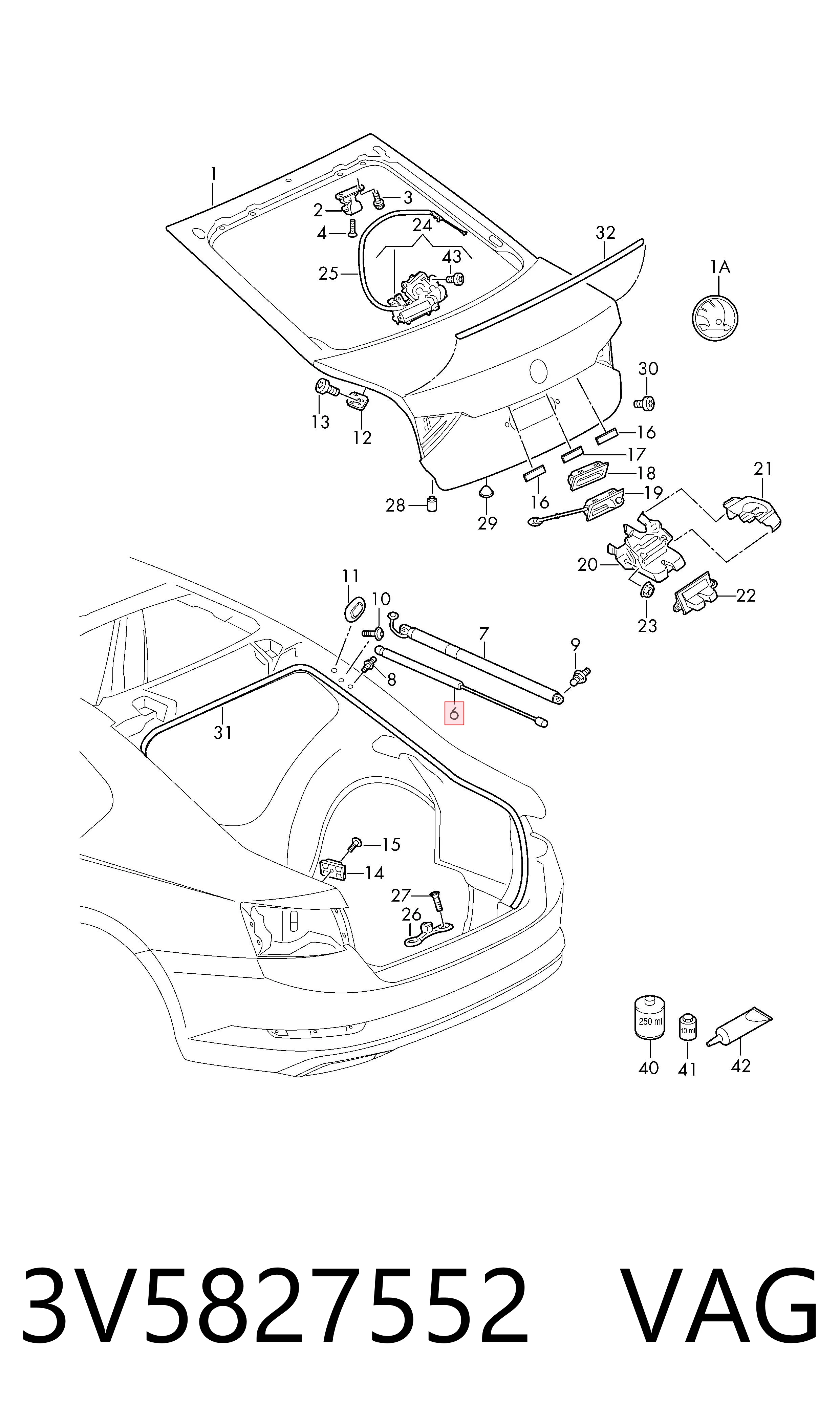 Амортизатор двері задньої VAG 3V5827552 ціна, від 88.40 USD