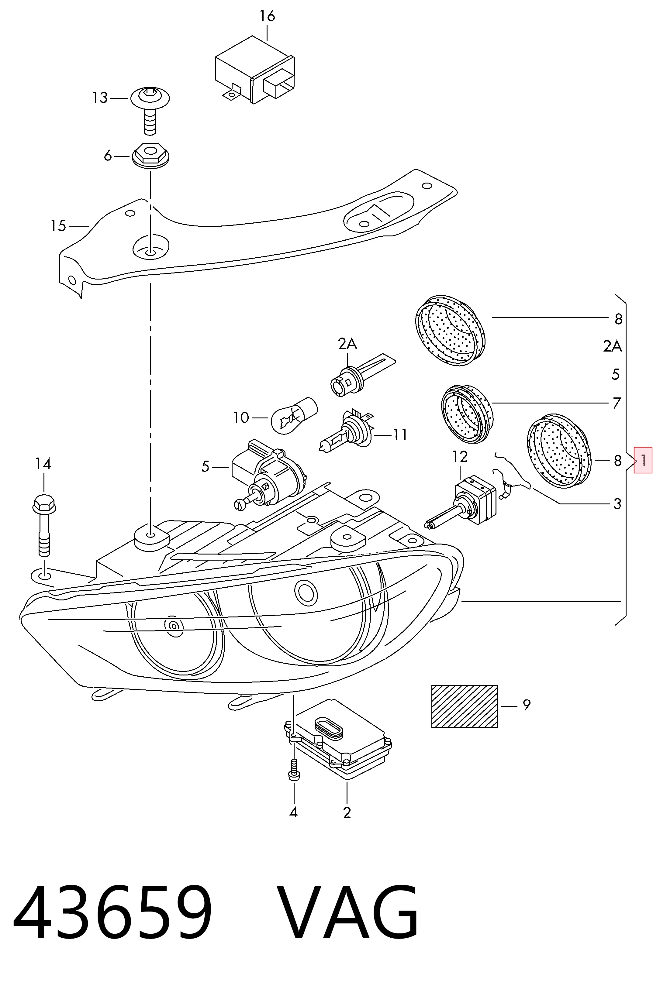 Фара правая Polcar 9511101E ціна, від 278.75 USD