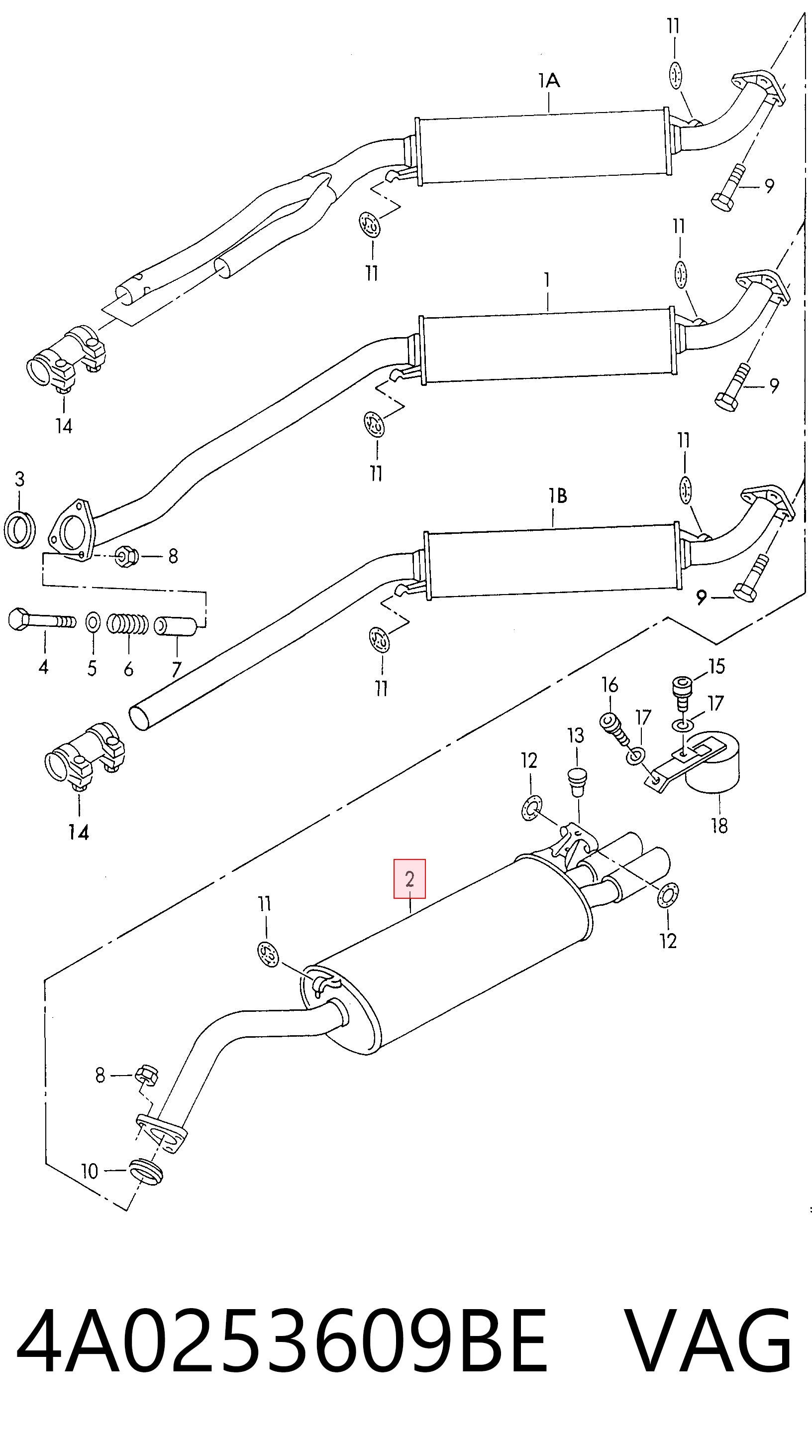 Купити Глушник, задня частина Audi 100 C4 4A2