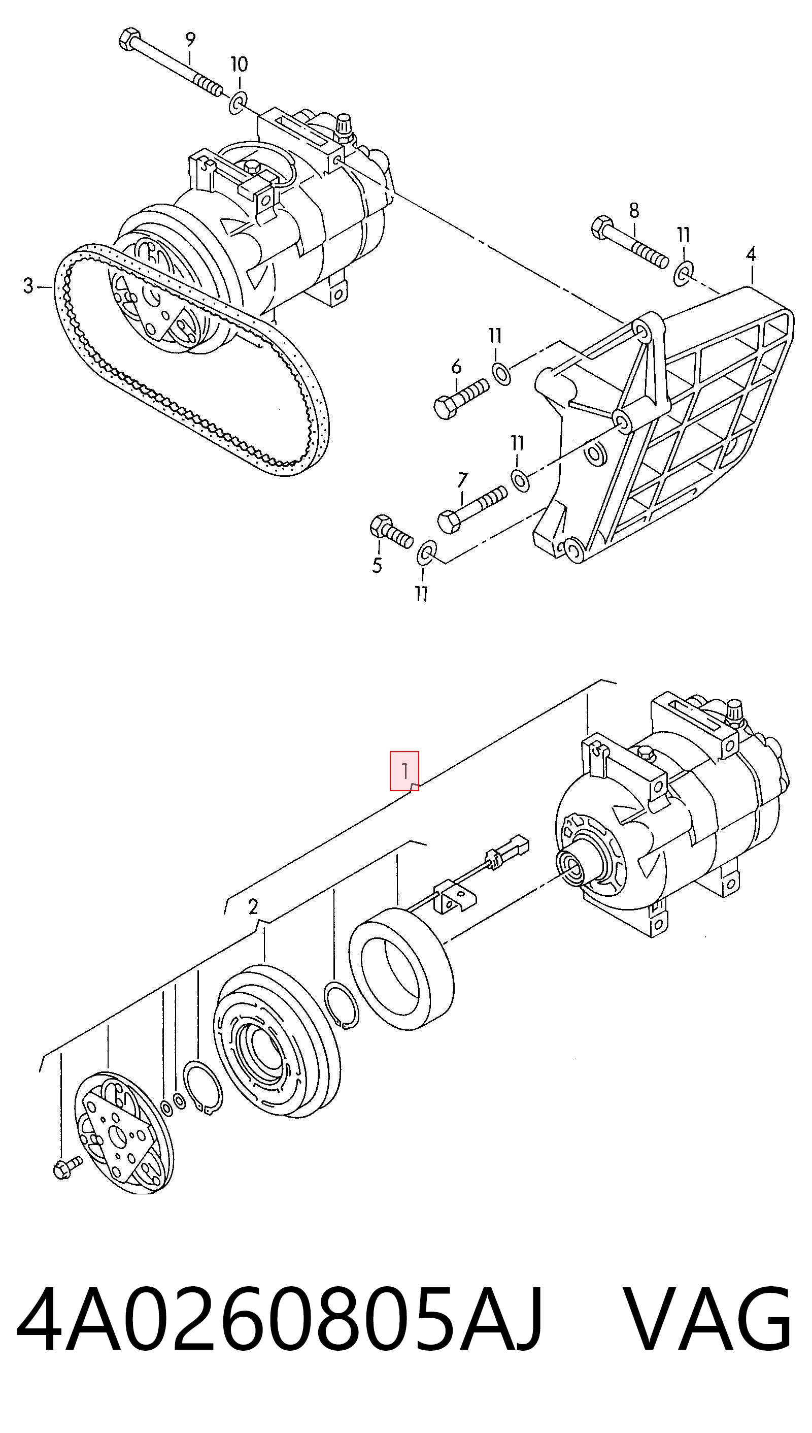 Купити Компресор кондиціонера Audi 100 C4 4A2