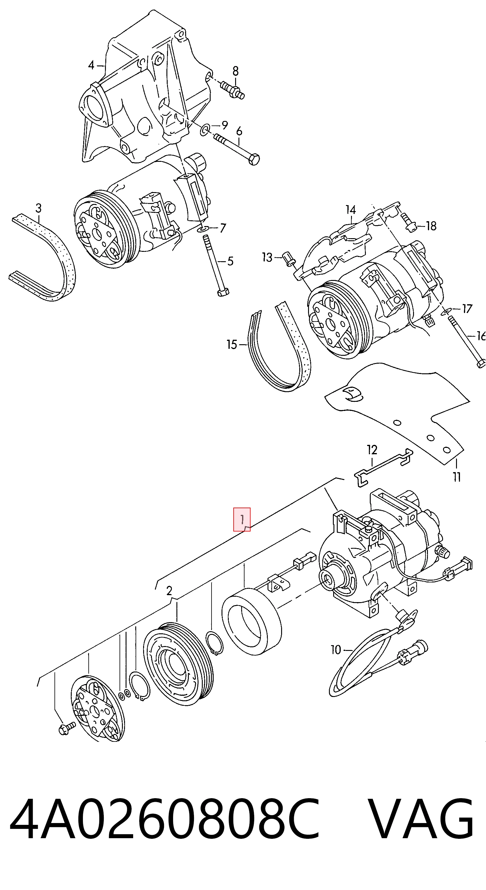 Купити Компресор кондиціонера Audi 100 C3 44, 44Q