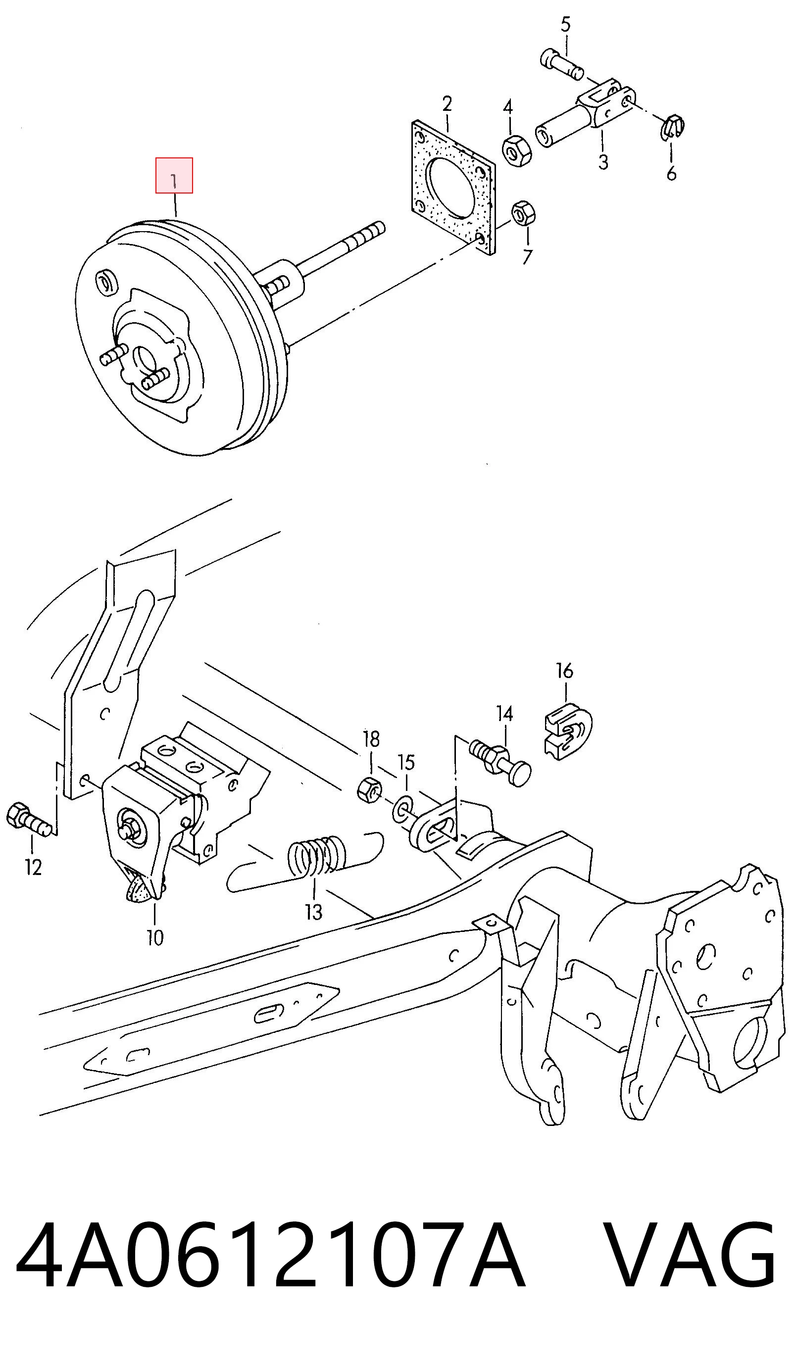 Підсилювач гальм вакуумний на Audi 100 C4 4A2