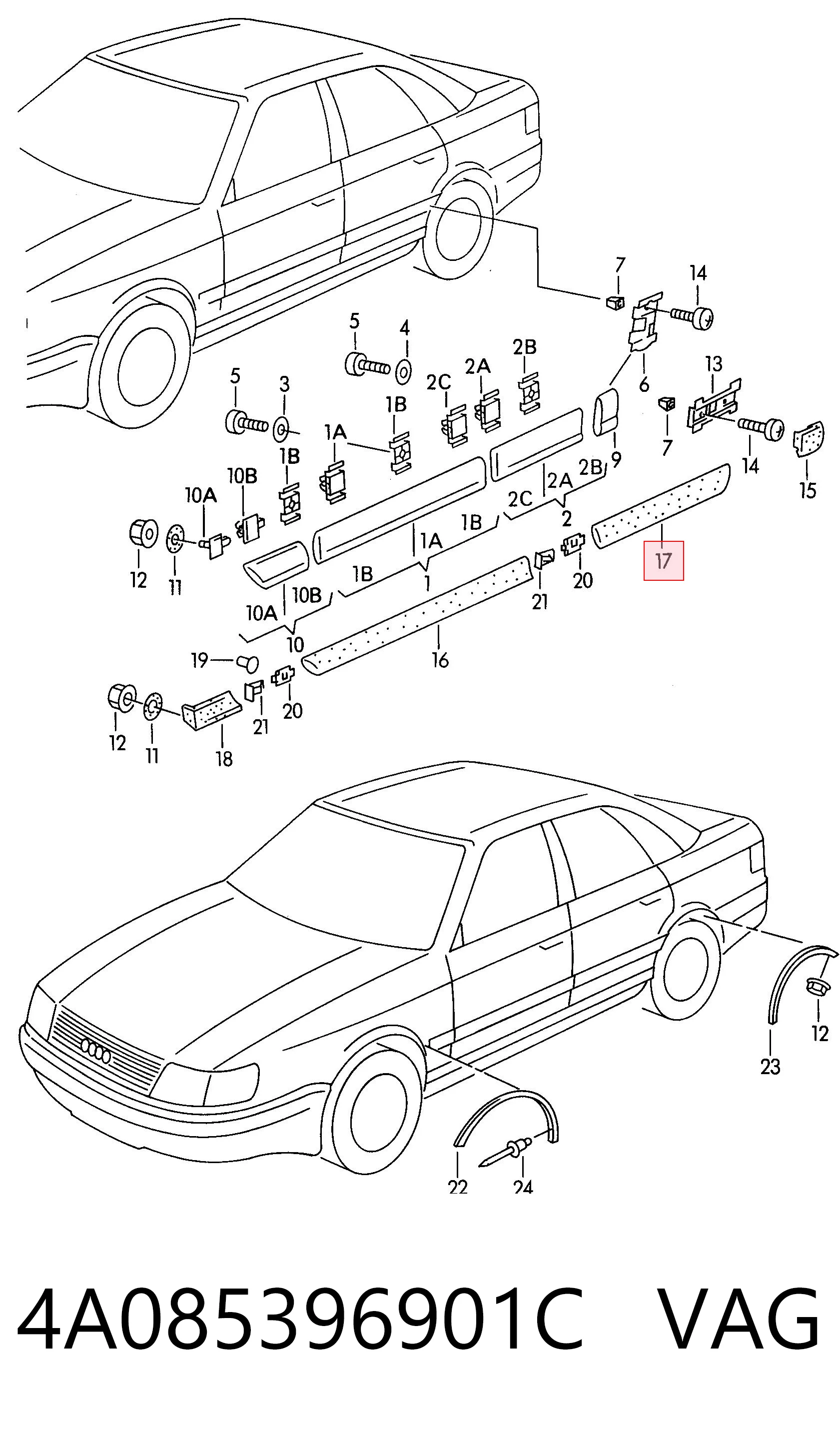 4A085396901C VAG Накладка задніх лівих дверей