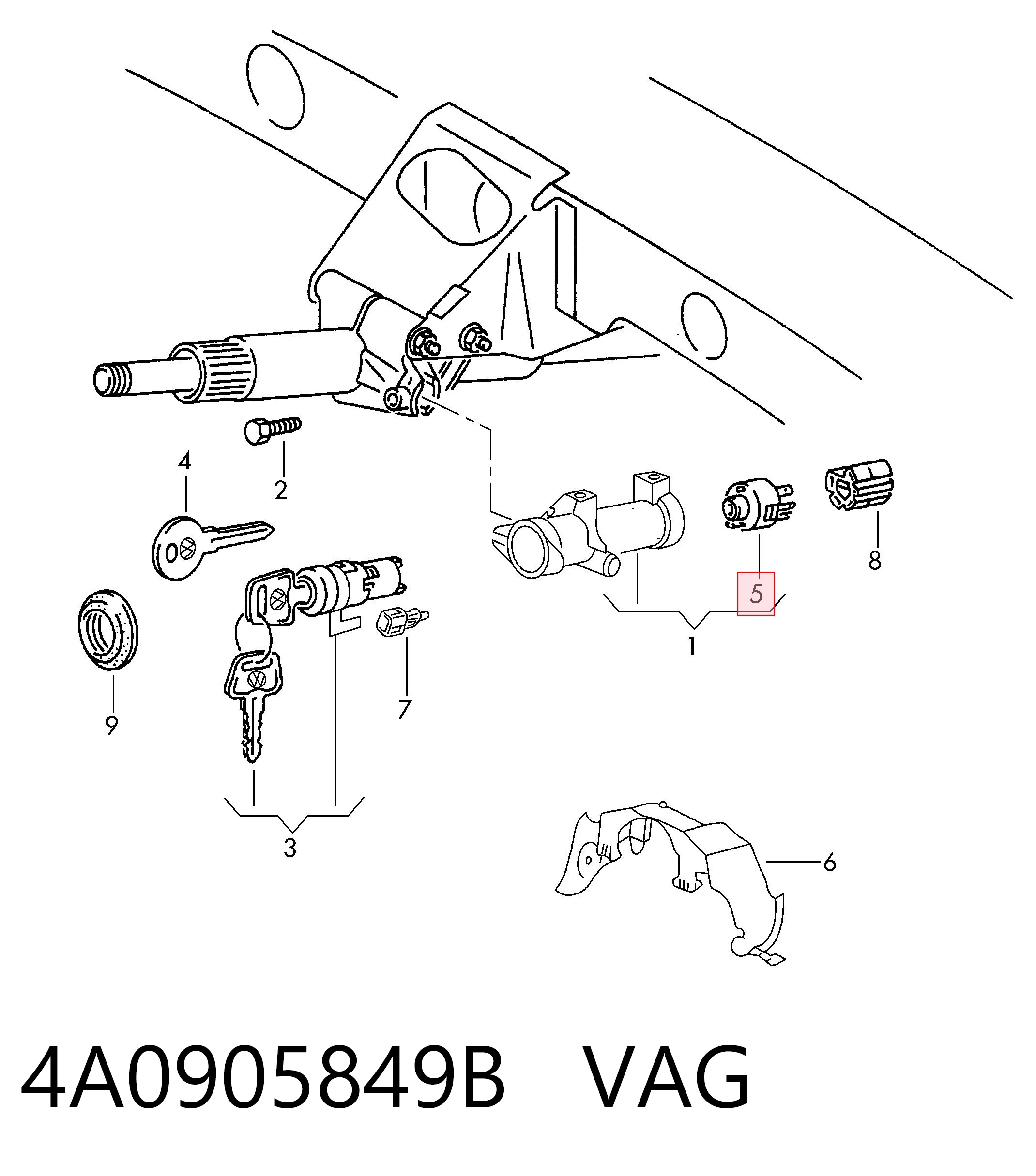 4A0905849B VAG Кінцевий вимикач замку запалювання