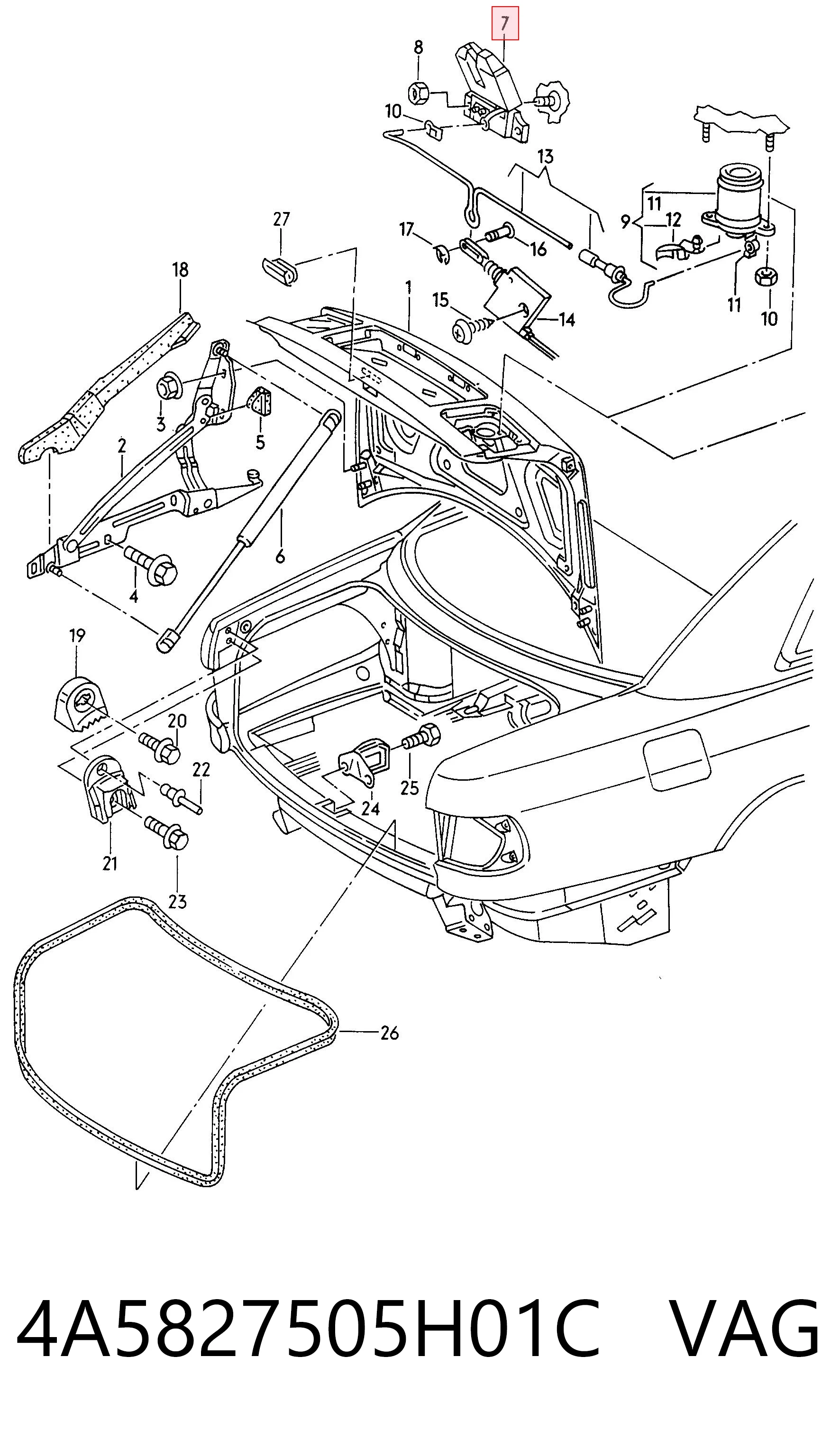 Купити Замок багажника Audi A8 D2 4D2, 4D8