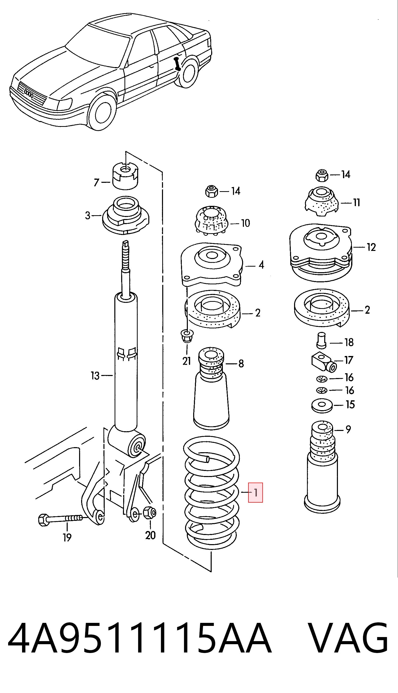 Пружина задня K+F 950619 ціна, від 23.56 USD