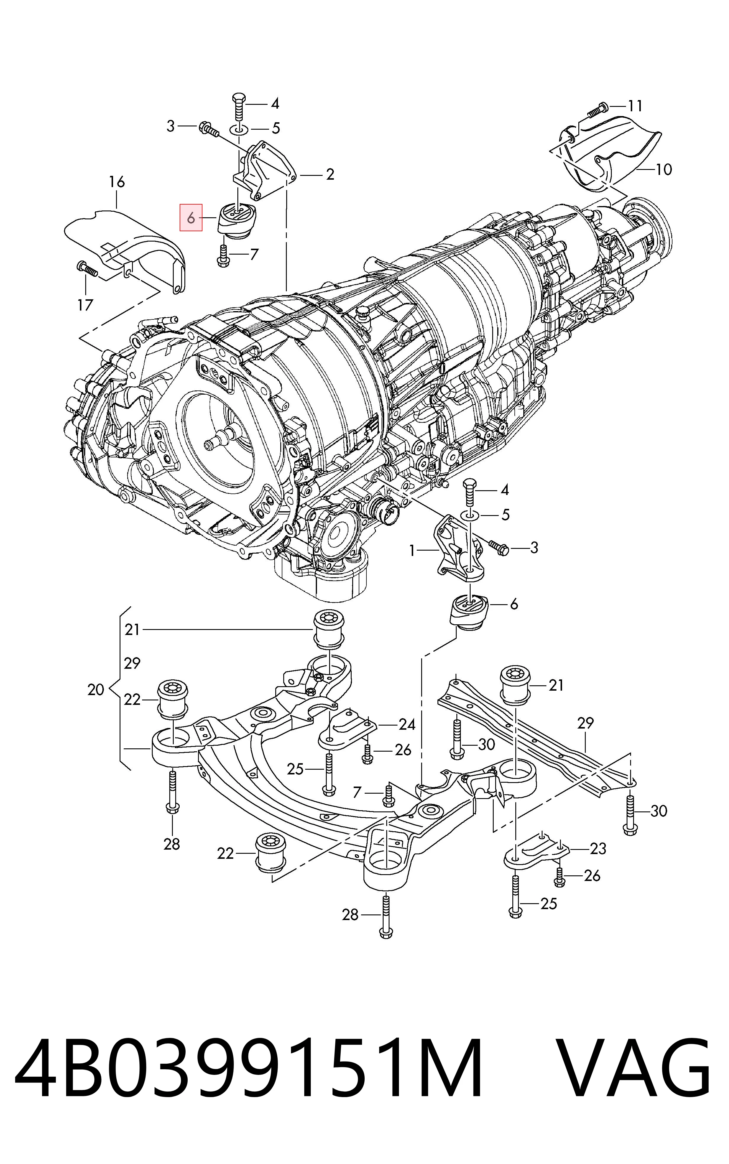 4B0399151M VAG Опора кпп