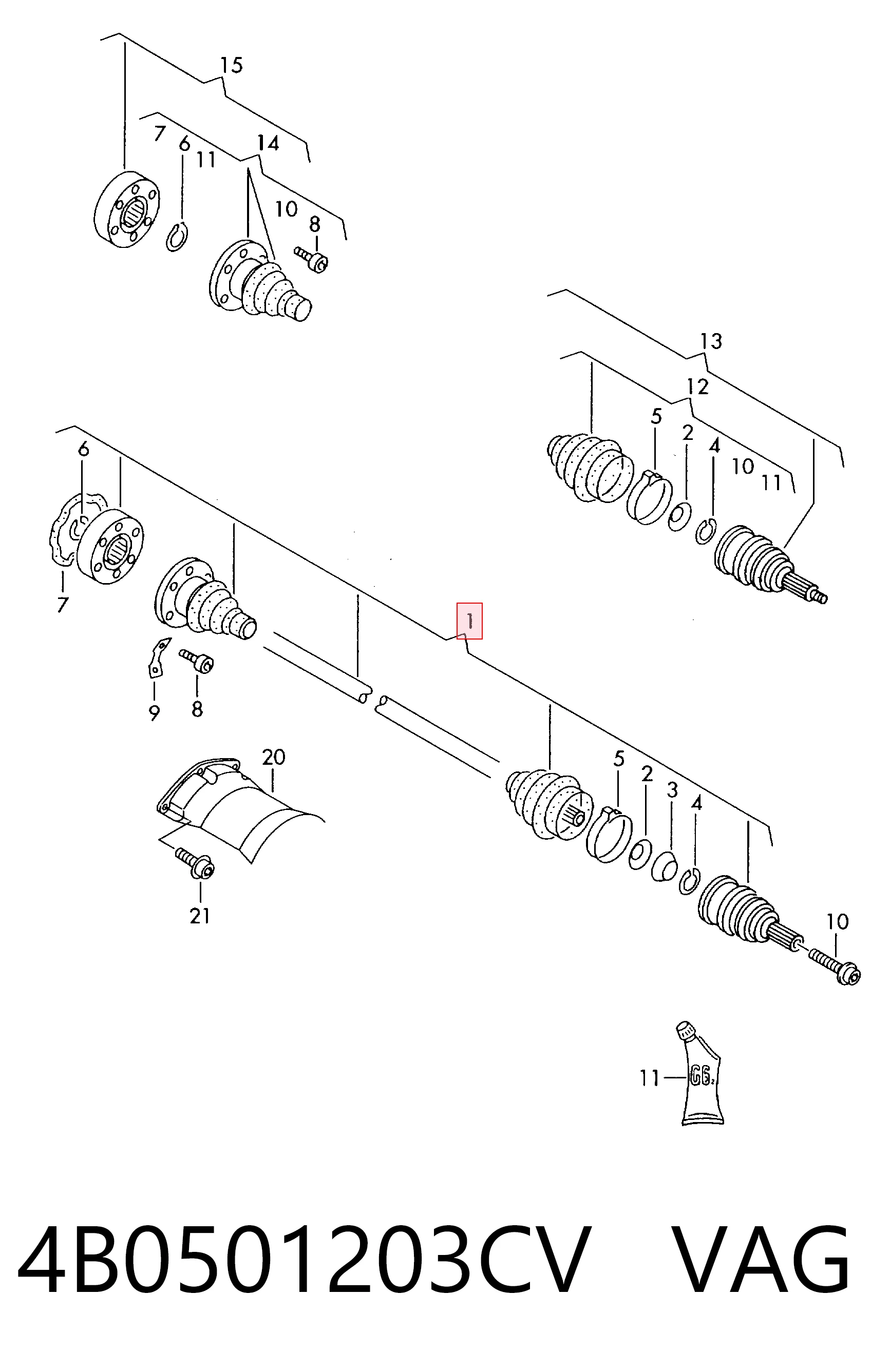 Привід задній на Audi A6 C5 4B2, 4B4