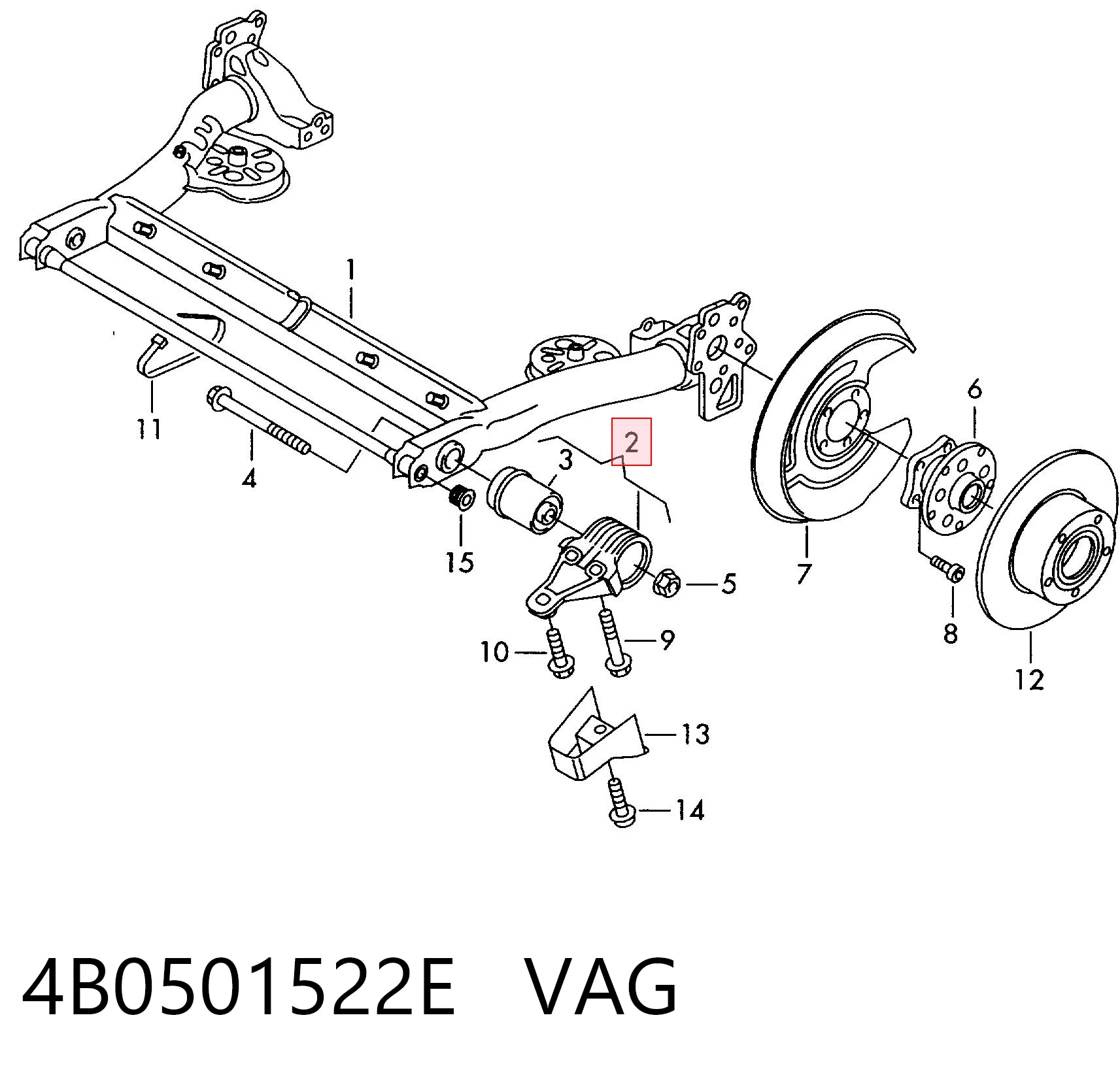 4B0501522E VAG Кронштейн задньої балки